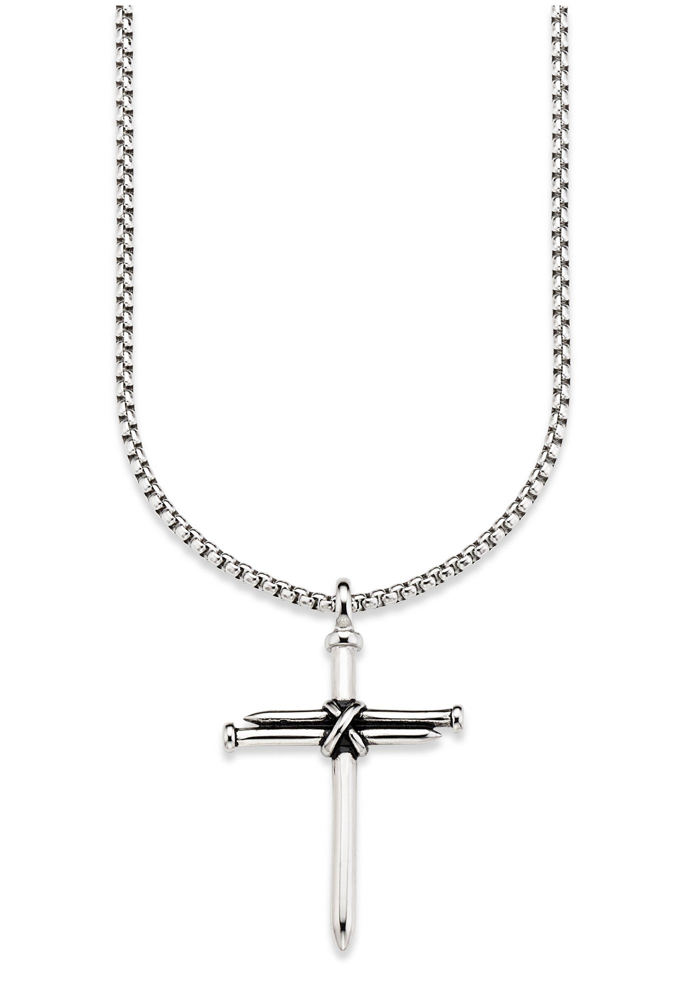 Bruno Banani Kette Halskette Hoodie, Geburtstag zu Anlass mit Weihnachten Kreuz, Venezianerkette, Geschenk, - edelstahlfarben Sneaker! Schmuck Jeans, Anhänger