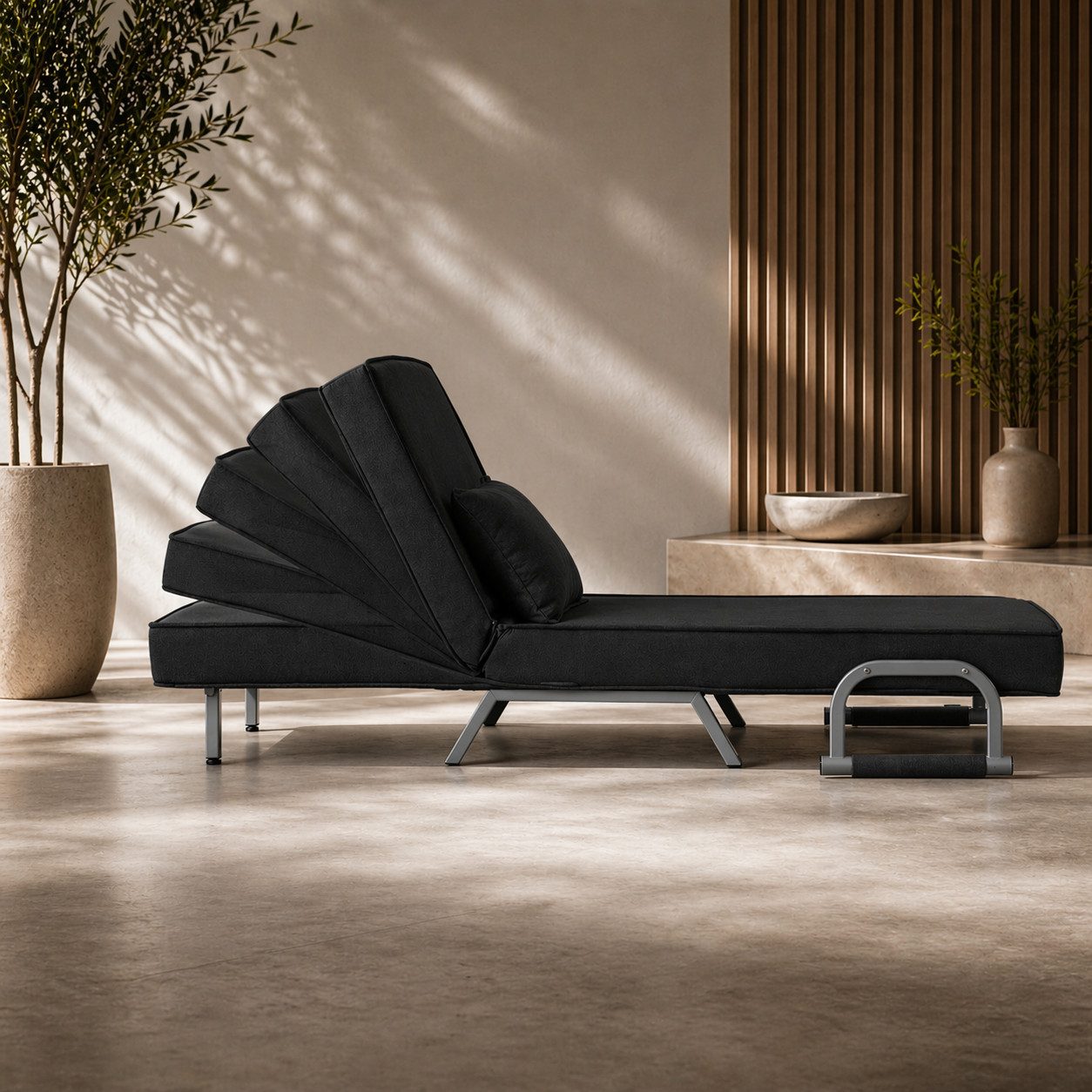 Makika Relaxliege Schlafsessel Schlafsofa Ted klappbar in Schwarz – Bild 5 von 5