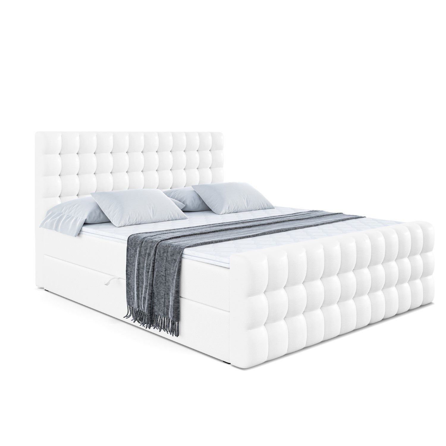 ALTDECOR Boxbett VIONE-Z (mit Matratze Lattenrost Topper Polsterbett mit Bettkasten Doppelbett), H4 Multipocket / H3 Bonellfederung, Springboxbett Boxspringbett