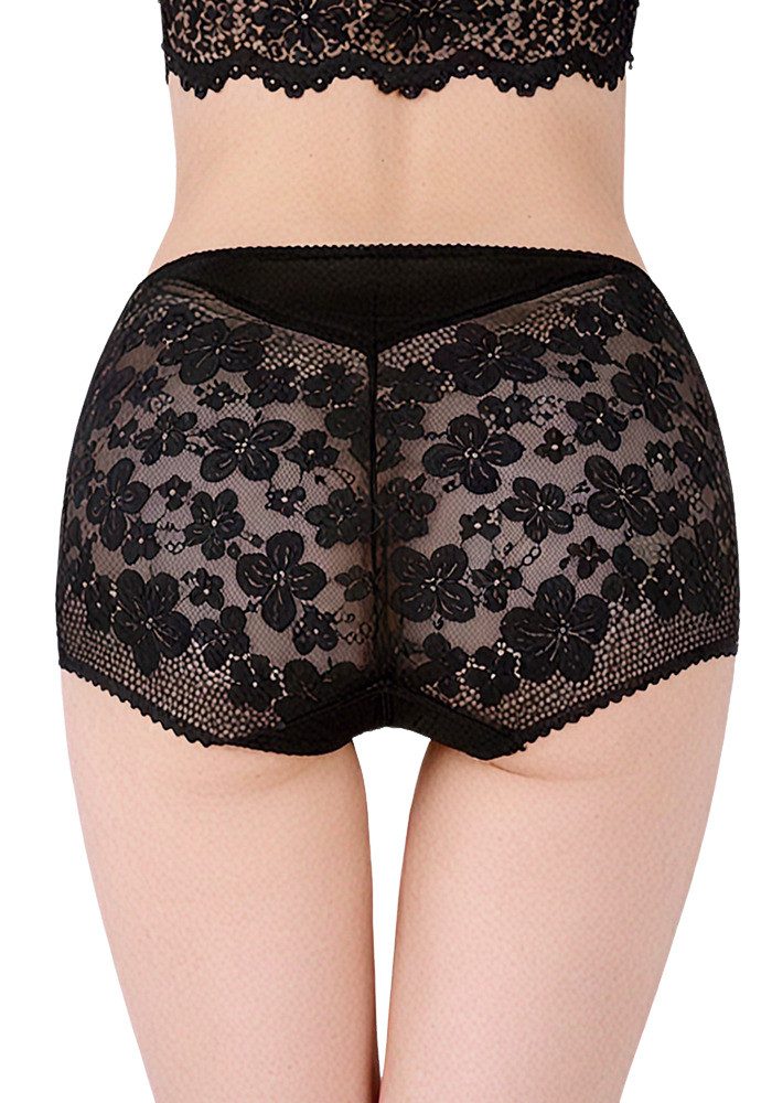 Lovolotti Taillenslip Damen Spitzen Panty Unterhose Transparente Boyshorts mit Floralem Muster, Bequeme Hüftslip Lingerie