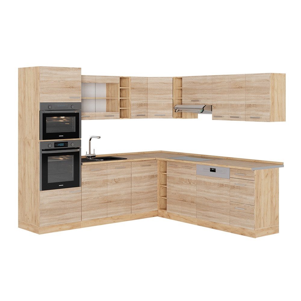 Vicco Winkelküche R-Line, Sonoma/Goldkraft Eiche, 237 günstig online kaufen