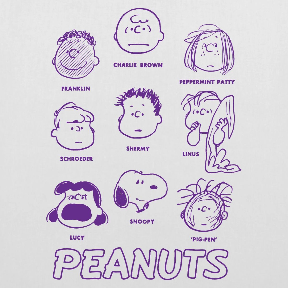 Spreadshirt Henkeltasche Peanuts Charaktere Charlie Brown Und Seine Freunde Stoffbeutel (1-tlg)