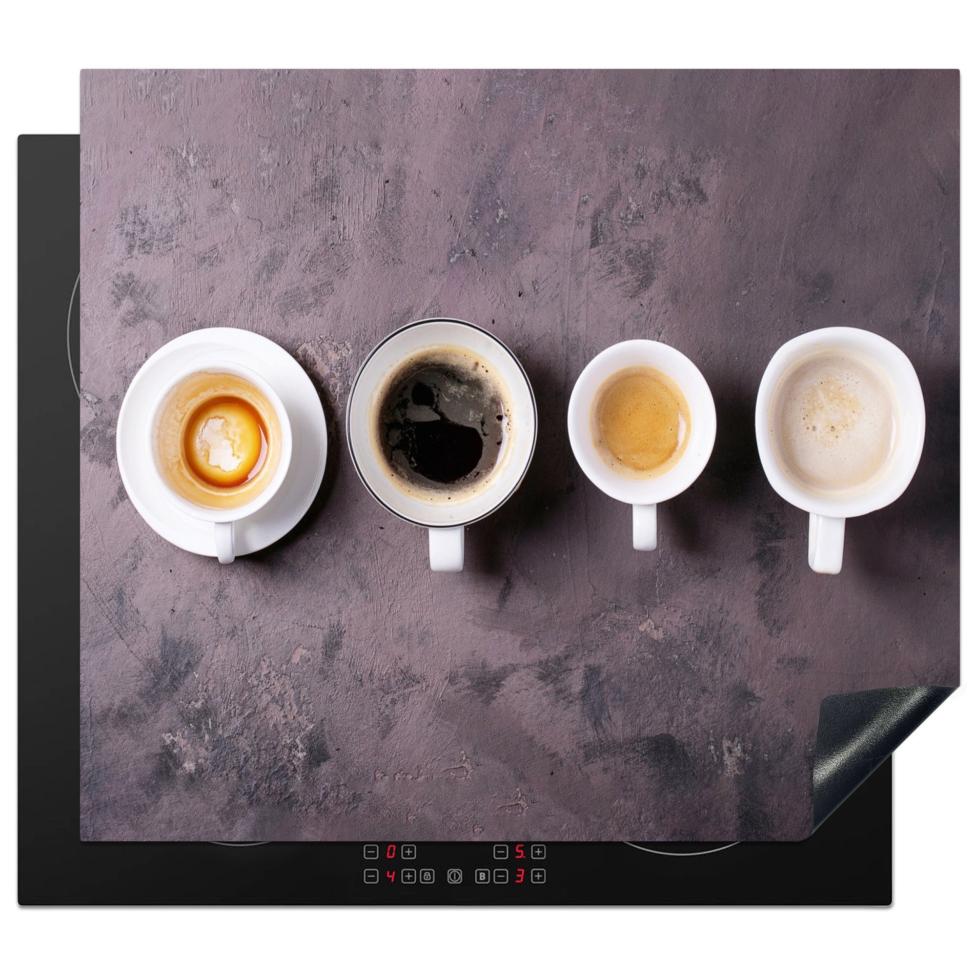 MuchoWow Herdblende-/Abdeckplatte Kaffee - Küche - Industrie, Vinyl, (1 tlg), 57x51 cm, Induktionsschutz, Induktionskochfeld, Ceranfeldabdeckung