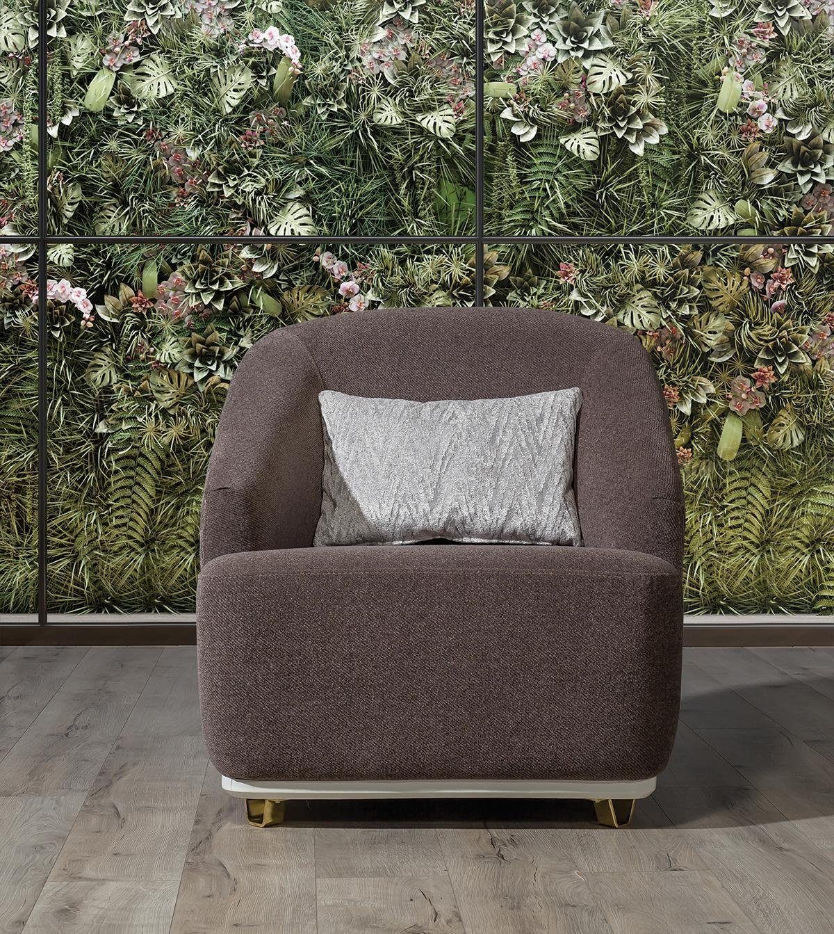 JVmoebel Sessel Wohnzimmer Sessel Einsitzer 1Sitz Sofa Couch Möbel Metall mit Textil