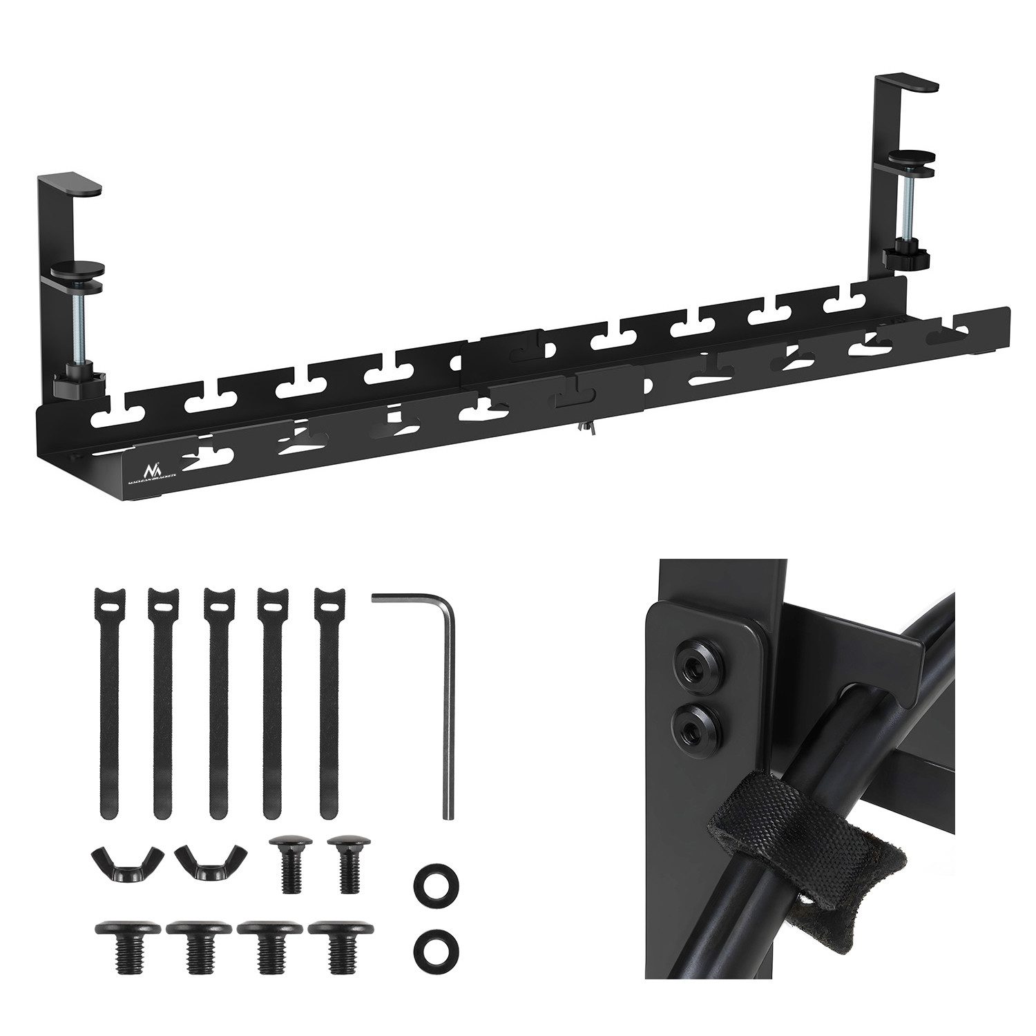 Maclean Kabelführung MC-103 Ausziehbare Kabelorganisation für den Schreibtisch, Untertisch-Kabelorganisation, max. 5kg Belastung, max. 728mm