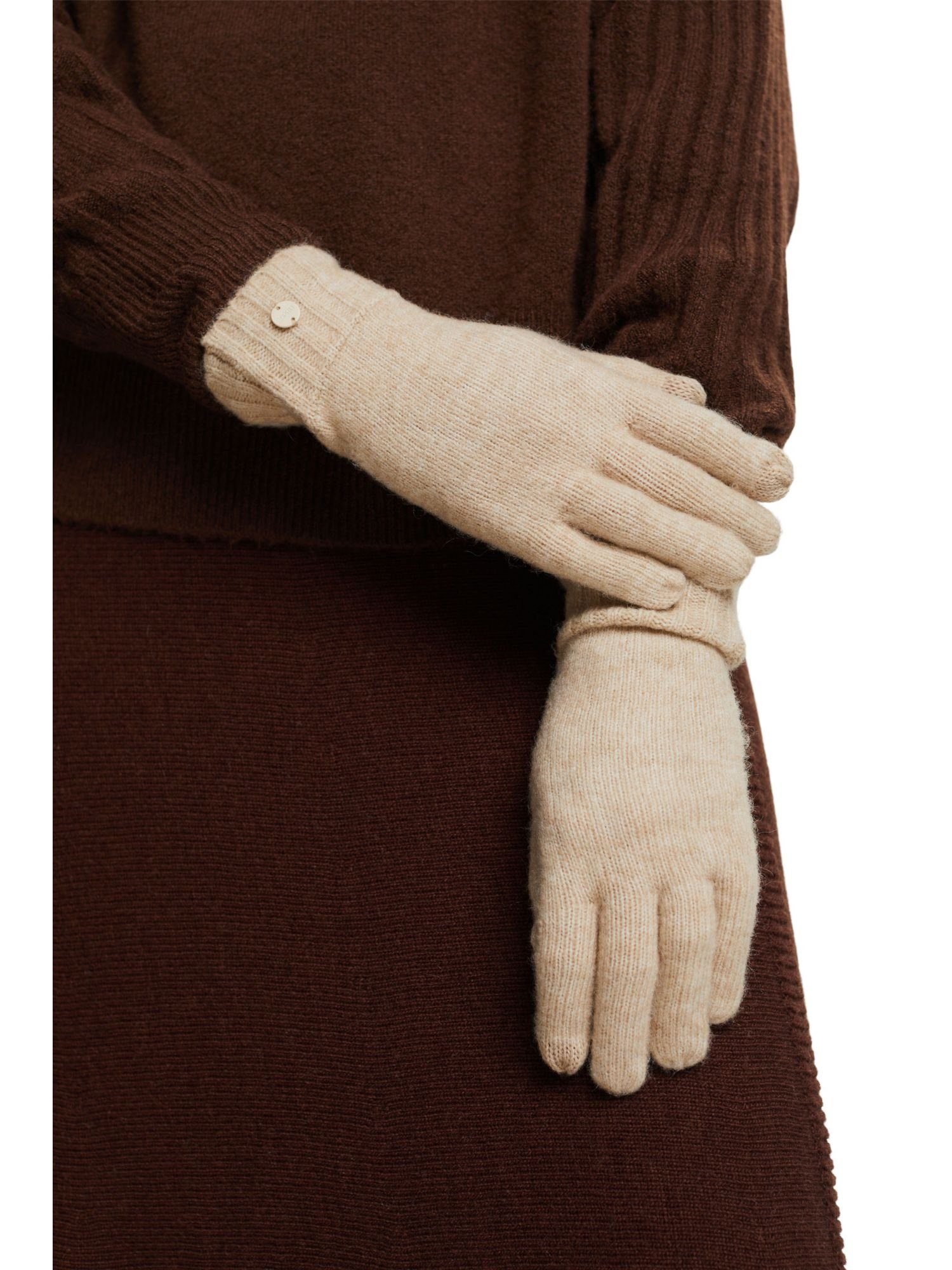 Esprit Strickhandschuhe BEIGE Rippstrick-Handschuhe