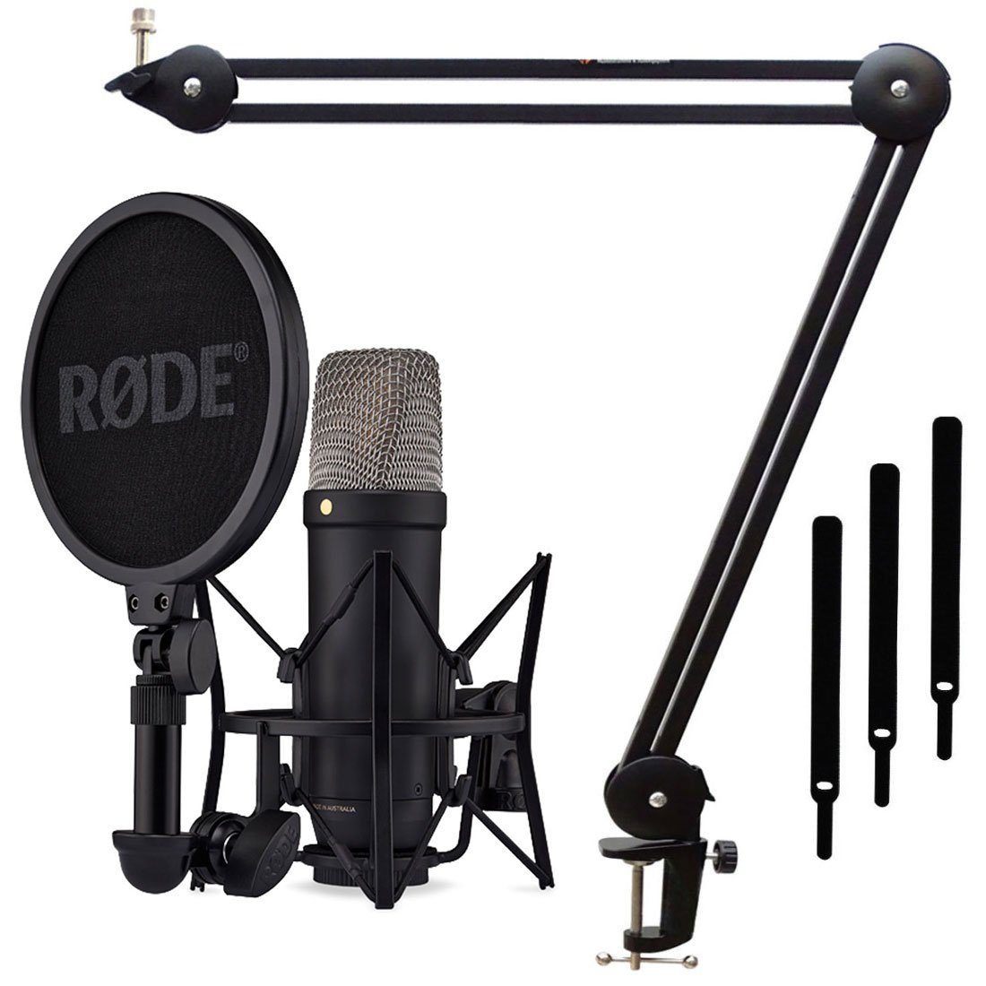 RØDE Mikrofon Rode NT1 5th Generation Mikrofon Schwarz mit Stativ-Arm, Vorteils-Set mit Ohrhörer