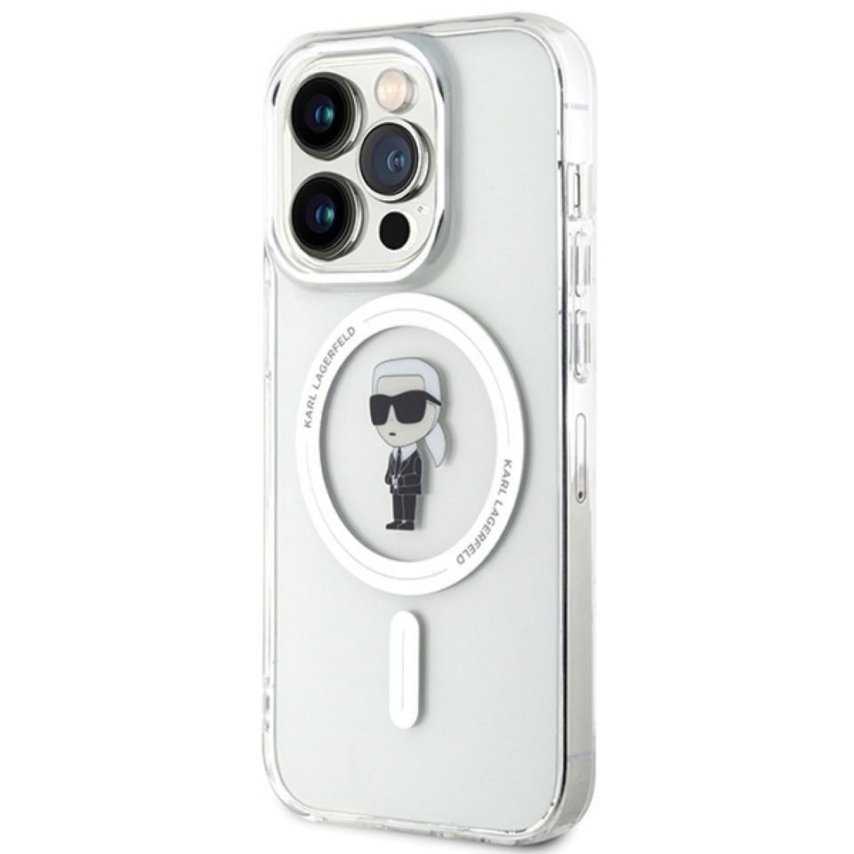 KARL LAGERFELD Handyhülle Case iPhone 15 Pro MagSafe kompatibel Figur transparent 6,1 Zoll, Kantenschutz