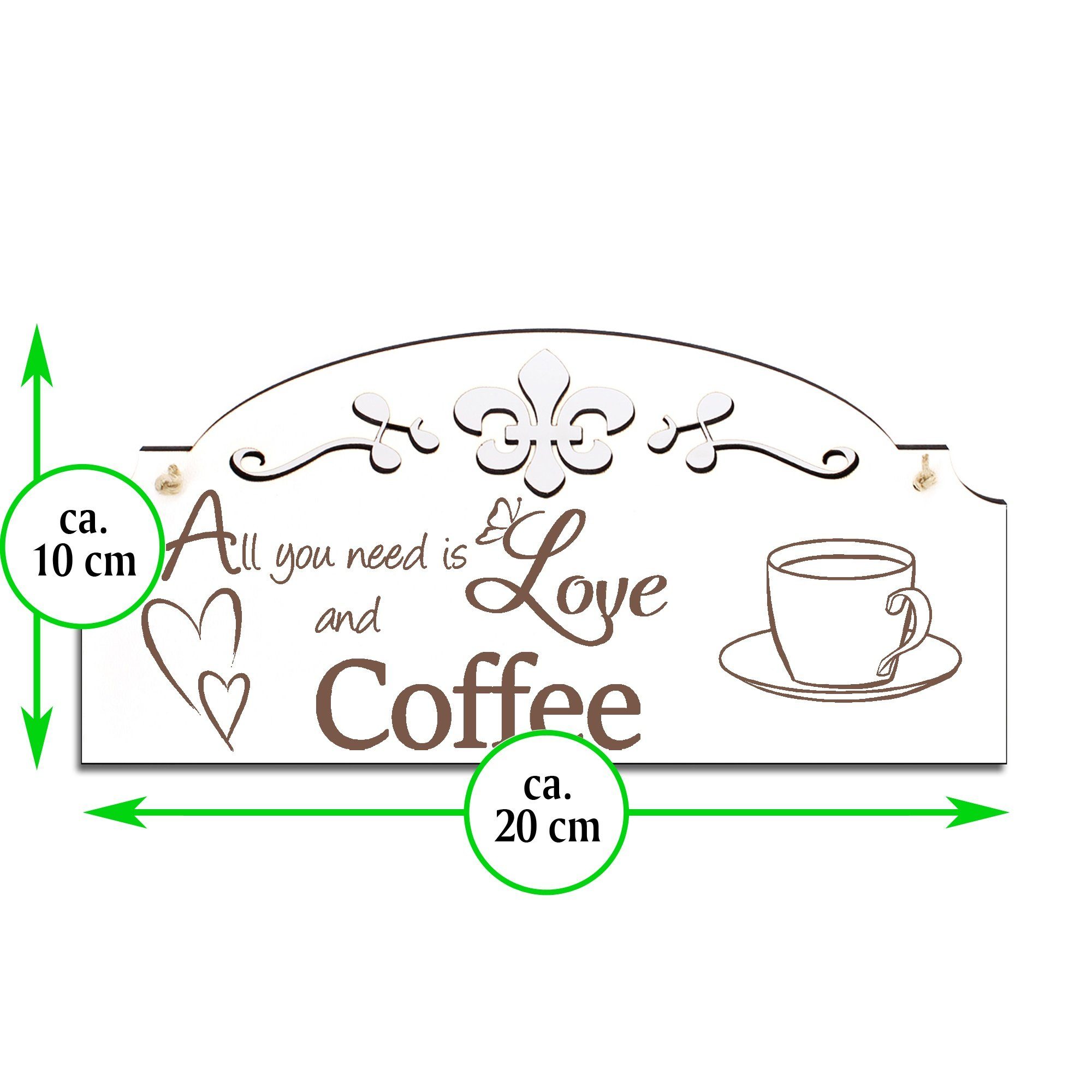 20x10cm Kaffeetasse Hängedekoration you Deko All is need Love Dekolando