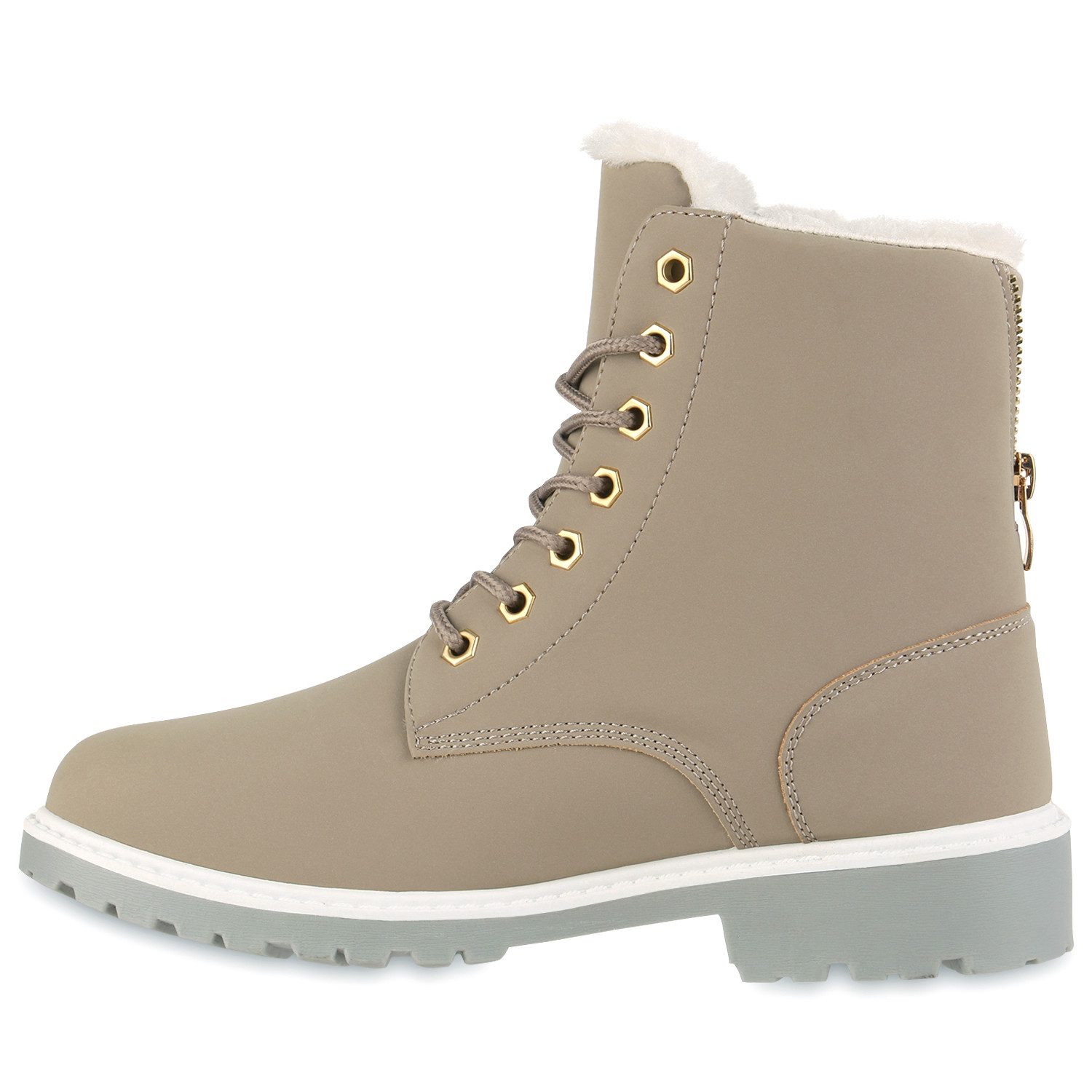 VAN HILL 812923 Stiefelette Warm Gefütterte Worker Boots Damen Outdoor Stiefeletten Robust 814346