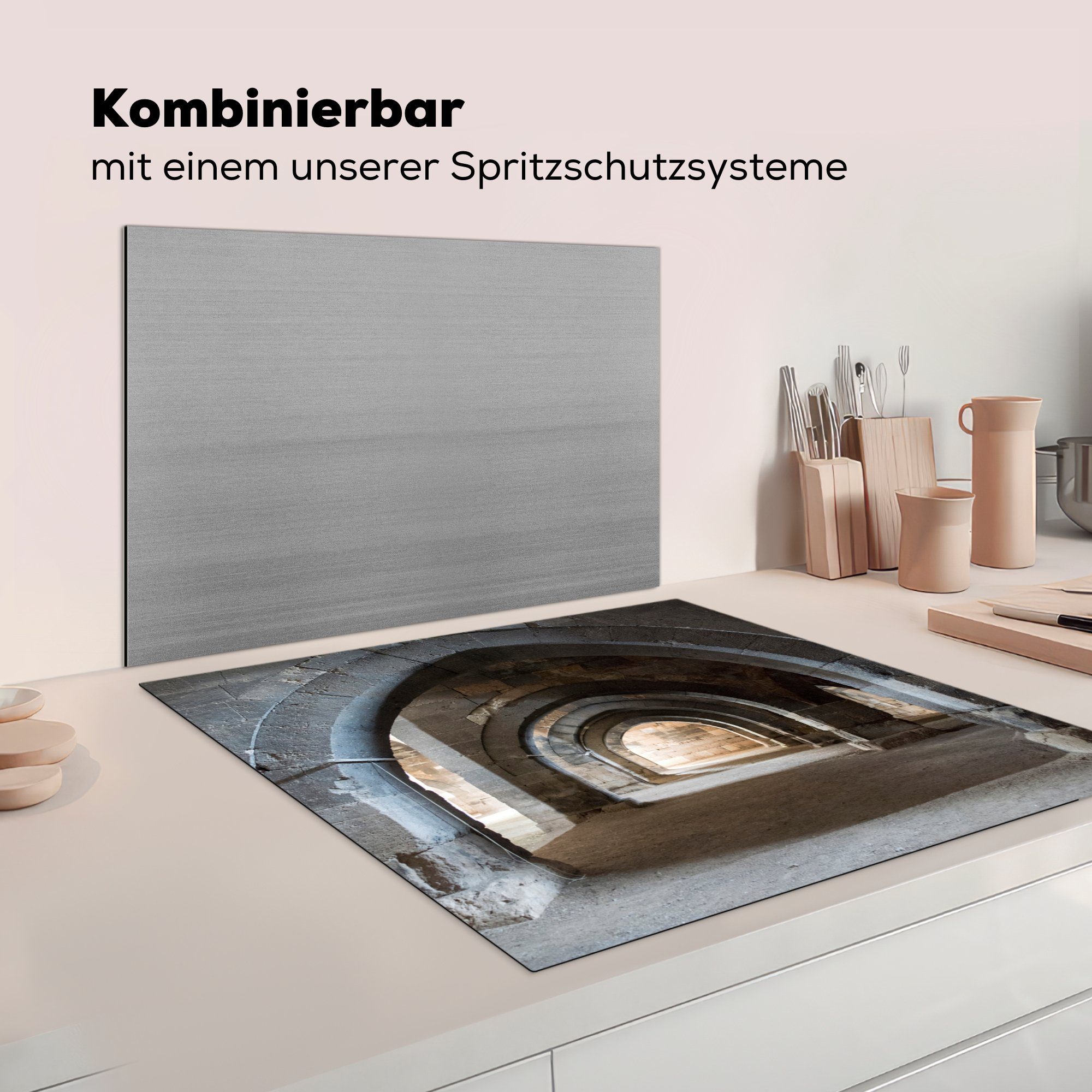 Ceranfeldabdeckung, Vinyl, in tlg), Steinbogen MuchoWow küche Türkei, Arbeitsplatte (1 für Herdblende-/Abdeckplatte der cm, 78x78