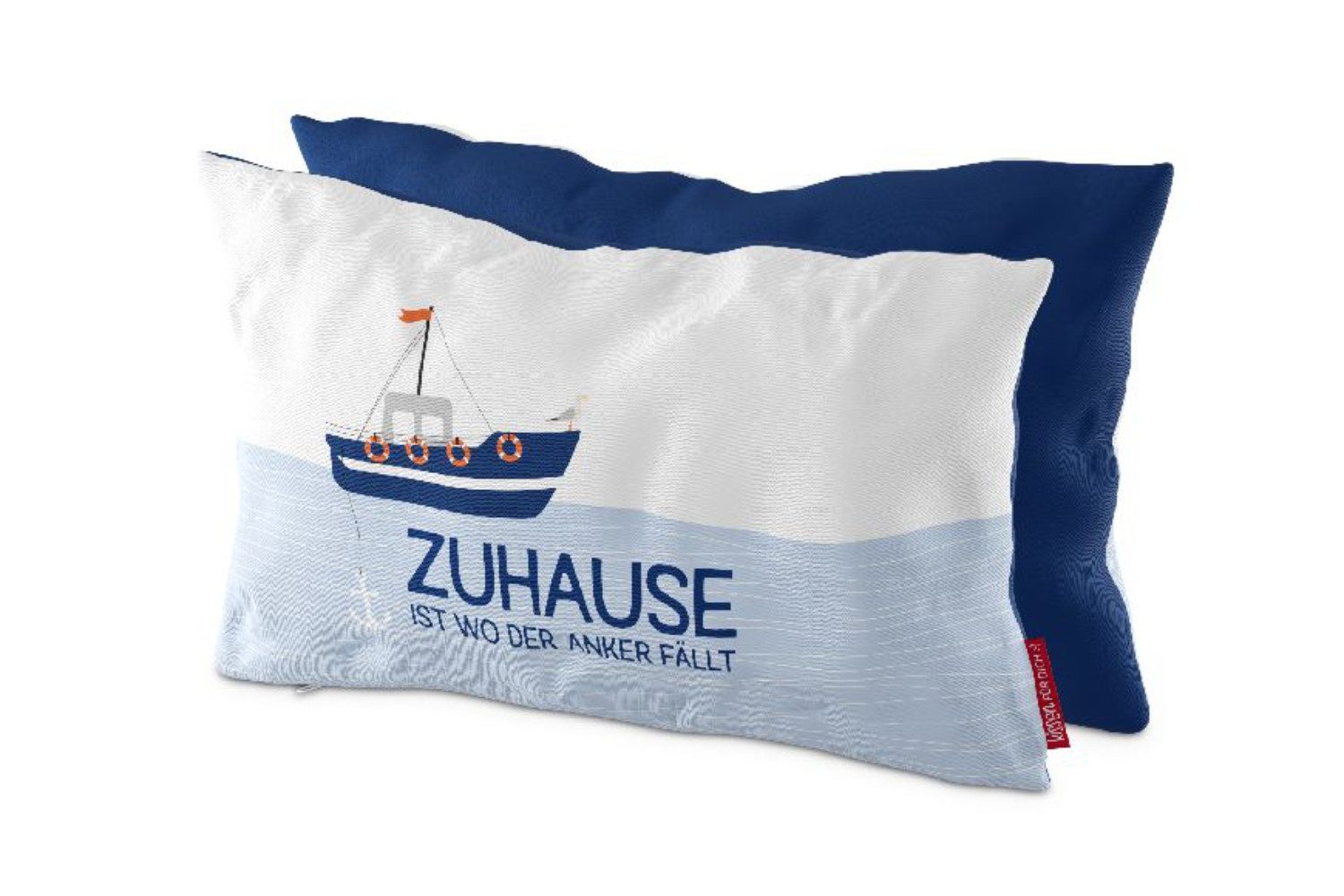 La Vida Geschenk für Dich Dekokissen La Vida Dekokissen, "Zuhause ist wo der Anker fällt", Kissenhülle mit Füllung