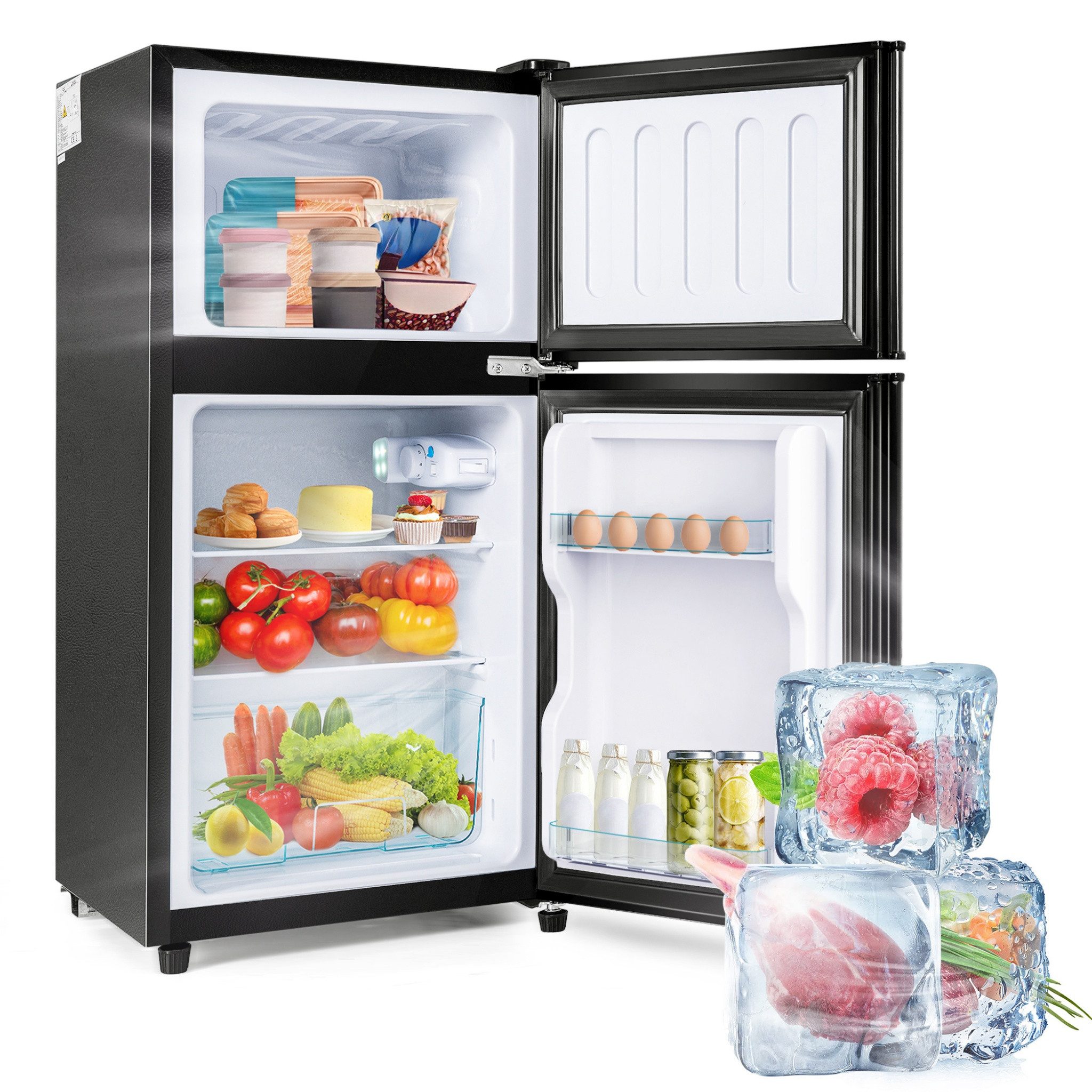 Blossom Kühl-/Gefrierkombination BCD-86, 86.8 cm hoch, 42 cm breit, 7 Temperaturstufen, LED-Beleuchtung, Freistehend, Energieklasse E
