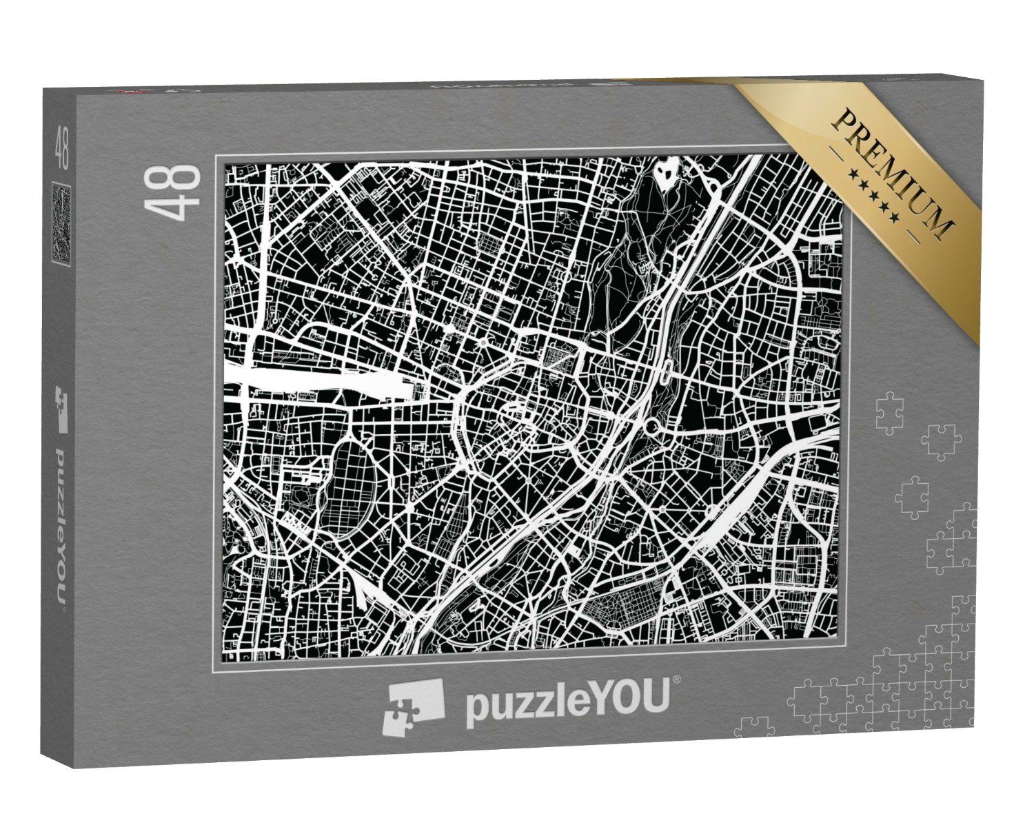 puzzleYOU Puzzle Vektor-Stadtplan von München, Deutschland, 48 Puzzleteile,  puzzleYOU-Kollektionen München, Deutsche Städte, Deutsche Großstädte