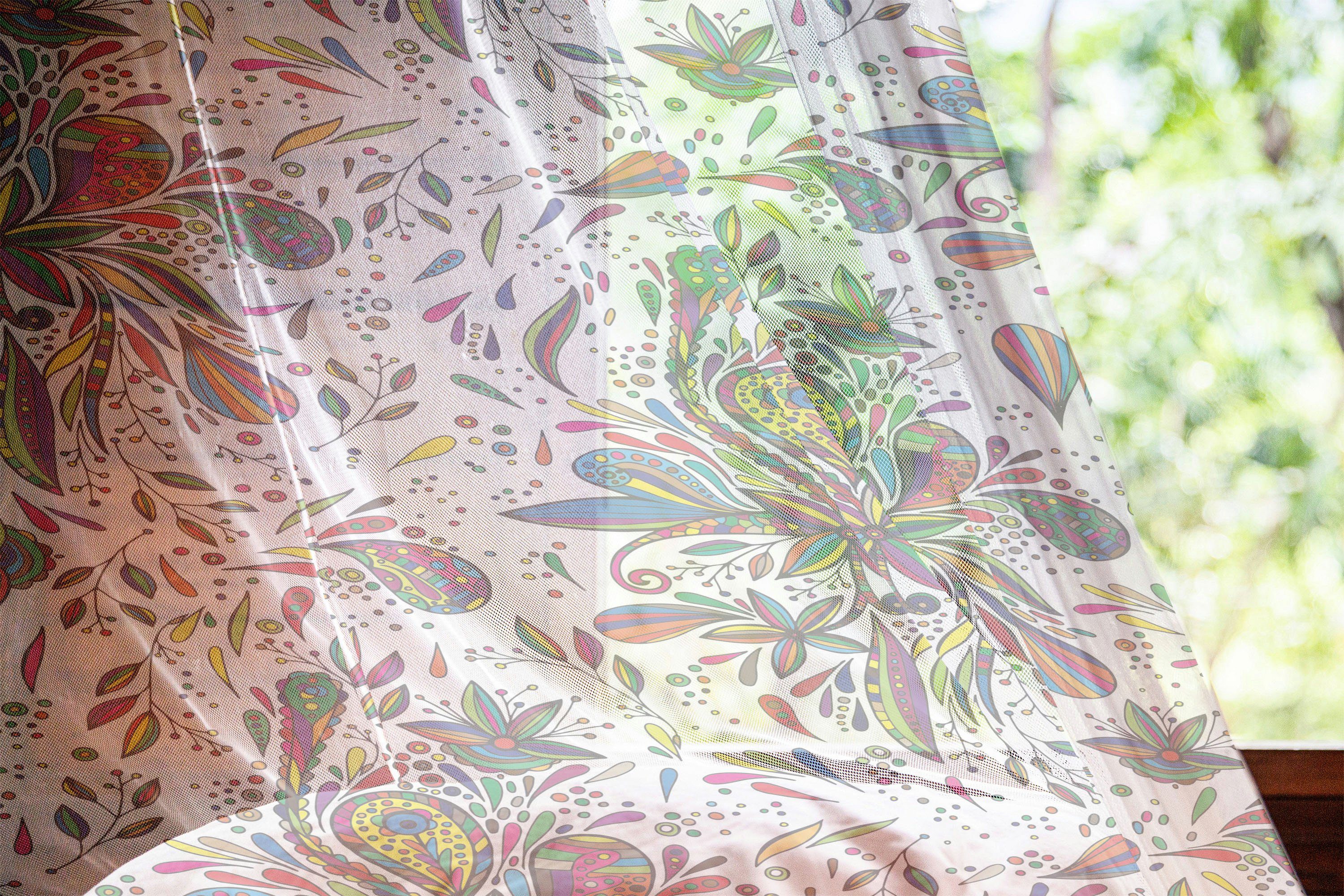 Gardine schiere Drapierung für 2 Flora-Muster Party Hochzeit Mehrfarbig Panels, Abakuhaus