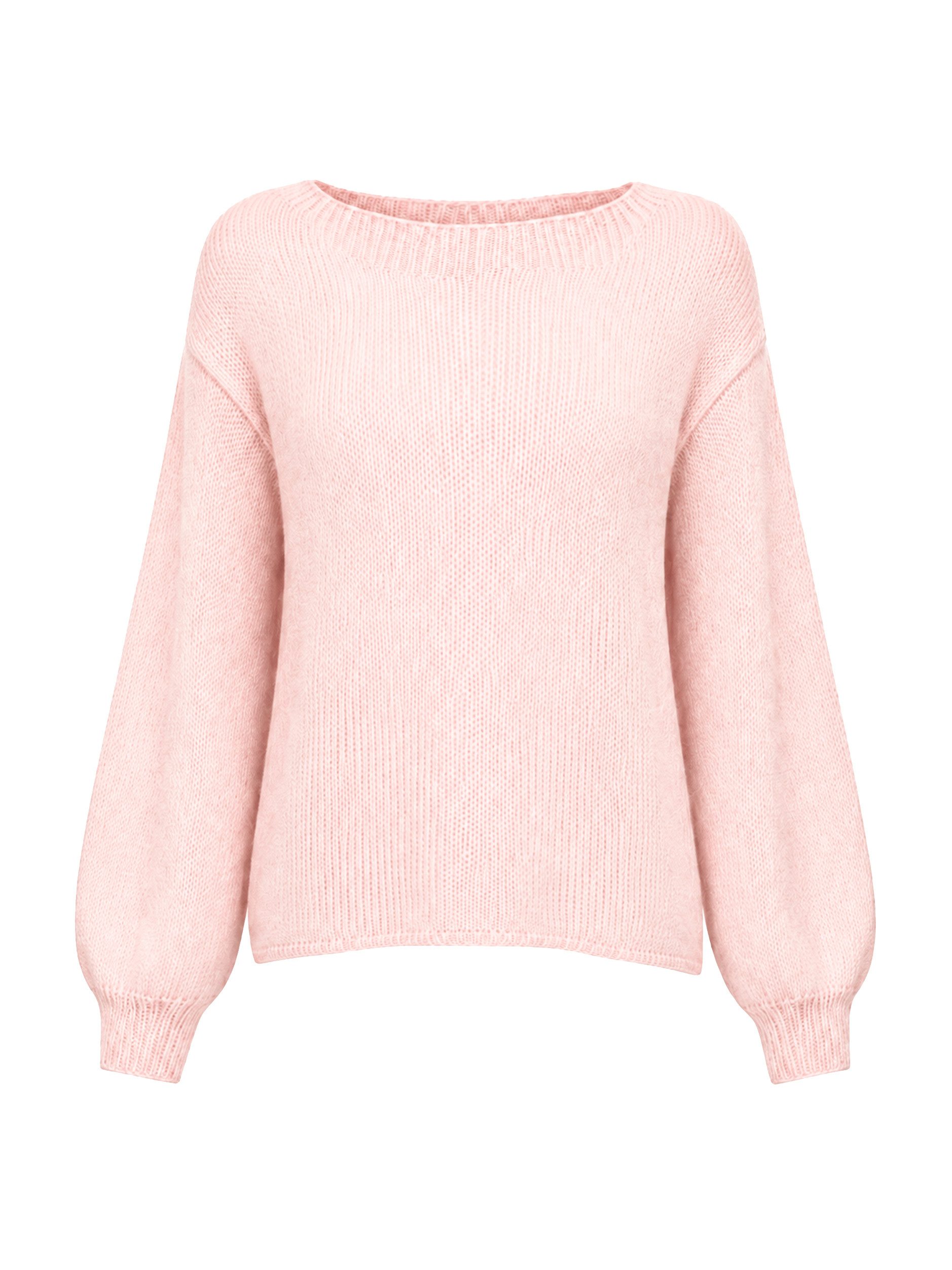 SASSYCLASSY Strickpullover Leicht transparenter Feinstrickpullover Damen Lockerer Pullover mit langen Ärmeln, Gummizug und feiner Rippstruktur