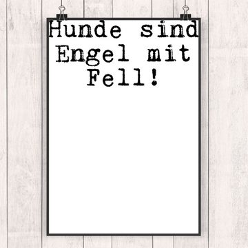 Mr. & Mrs. Panda Poster DIN A3 Hunde sind Engel mit... - Schwarz - Geschenk, Wandposter, Haus, Fun Talk (1 St), Edler Druck