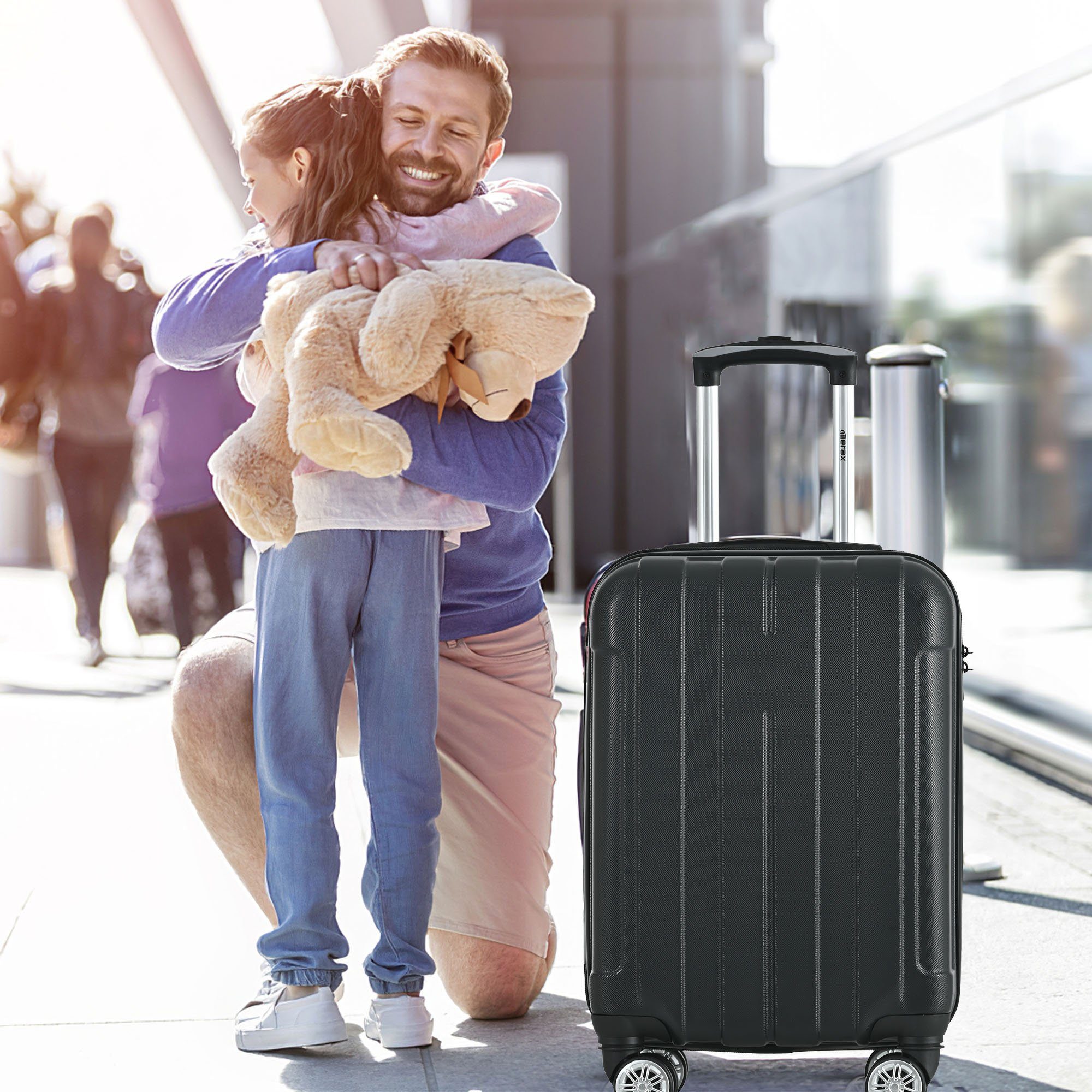 Hartschalen-Trolley Hartschalen-Handgepäck, 4 Rollen, Koffer mit TSA-Schloss und Universalrad, Erweiterbar Seitengriff