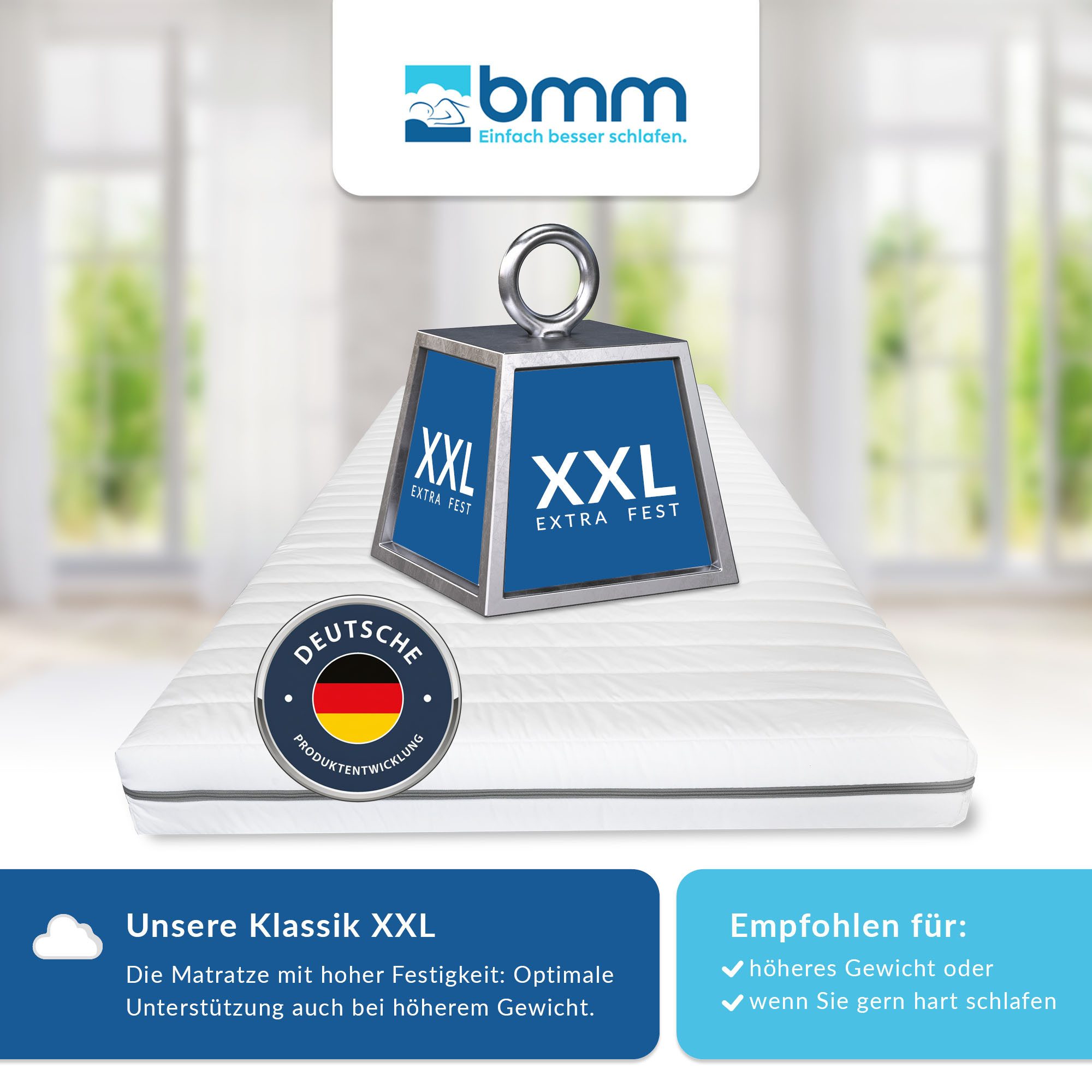 Kaltschaummatratze BMM Matratze Klassik Super XXL 80 x 200 cm H3, BMM, 12 cm hoch, ergonomische 7-Zonen KSCell®-Schaum, Deutsche Produktentwicklung