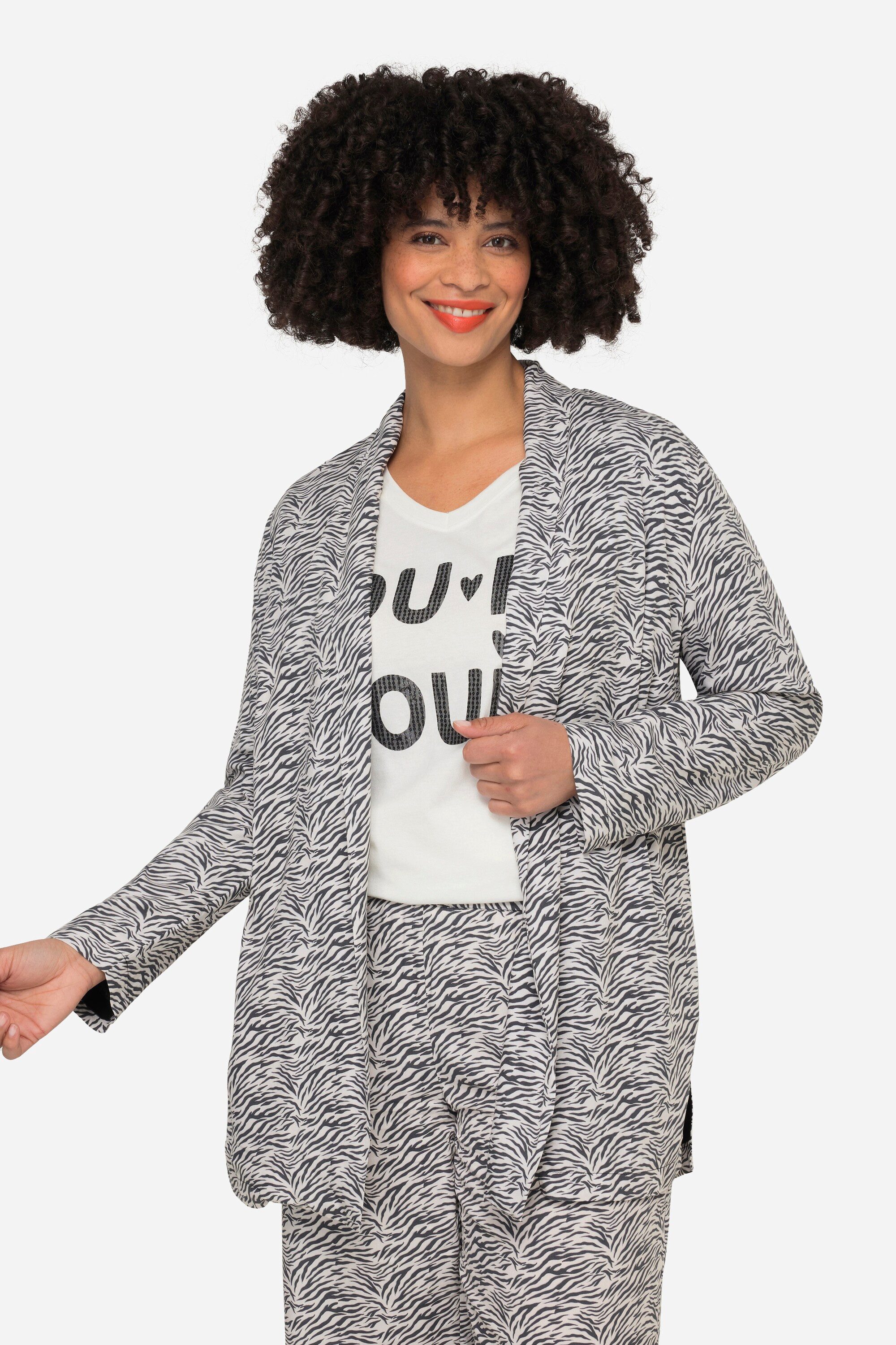 Angel of Style Tunika Kimono Zebradruck offene Form weiter Langarm