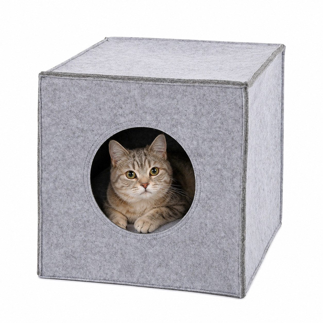 lionto Tierhöhle quadratisch, Regaleinsatz & Katzenbett 2-in-1, 33x37x33 cm Katzenhöhle aus robustem Filz