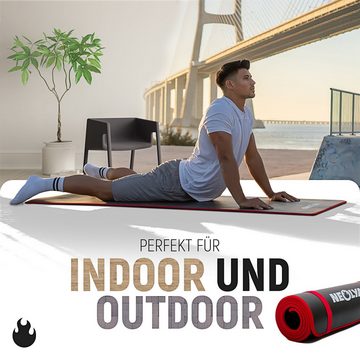 NEOLYMP Fitnessmatte Trainingsmatte für Workouts, Yoga & Pilates - Sportmatte rutschfest (Yogamatte mit Tragegurt inklusive Trainingsbuch mit Übungseinheiten, Sportmatte mit Tragegurt), Gelenkschonend, Schalldämpfend, Langlebig, 8 mm Dicke, Stoffkanten