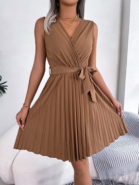 KIKI A-Linien-Kleid Temperamentvolles, plissiertes Crossover-Kleid mit V-Ausschnitt
