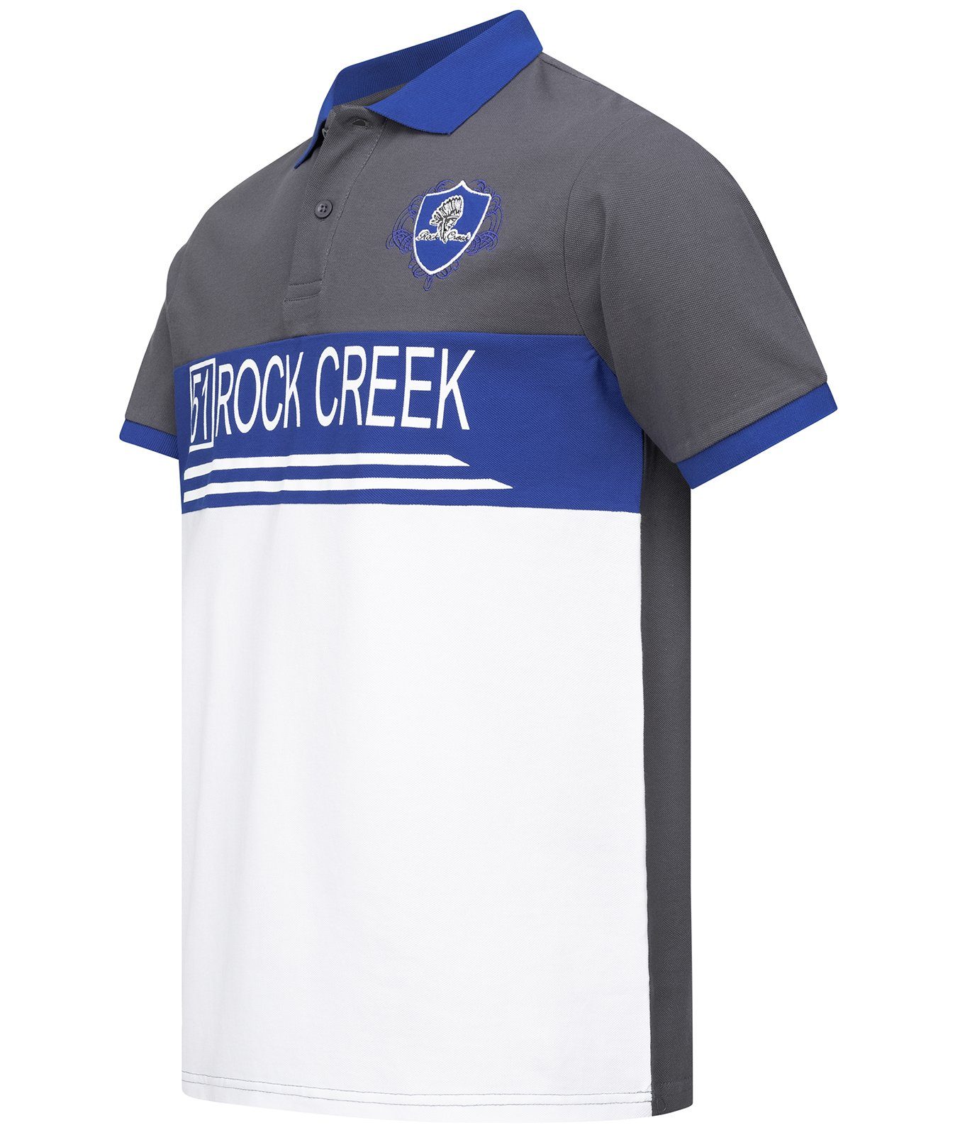 Rock Dunkelgrau H-306 Herren T-Shirt Creek Poloshirt Polokragen mit