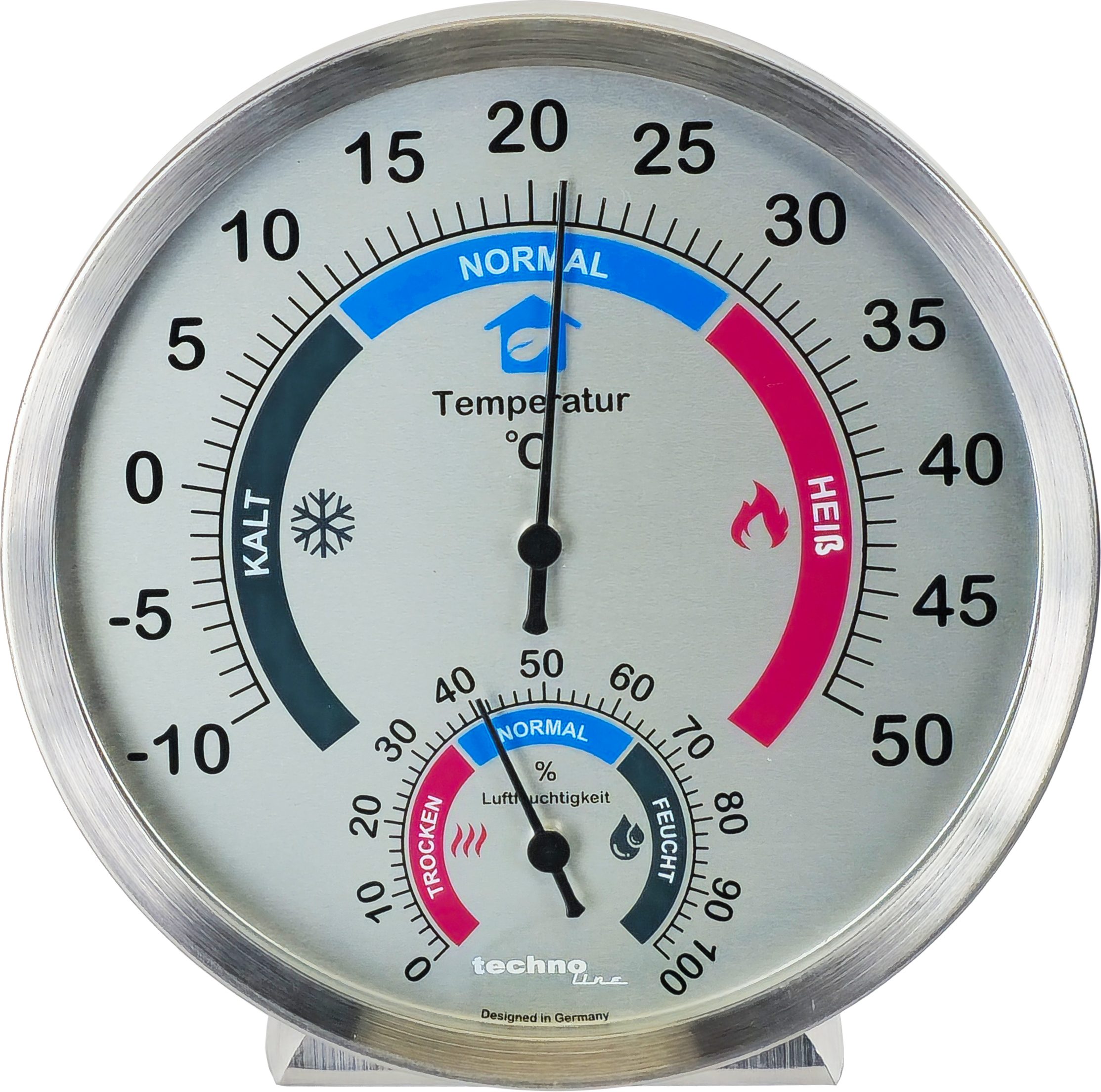 technoline Raumthermometer WA 3045, Thermo-/ Hygrometer zur Raumklima Überwachung, zum Aufstellen & hängen
