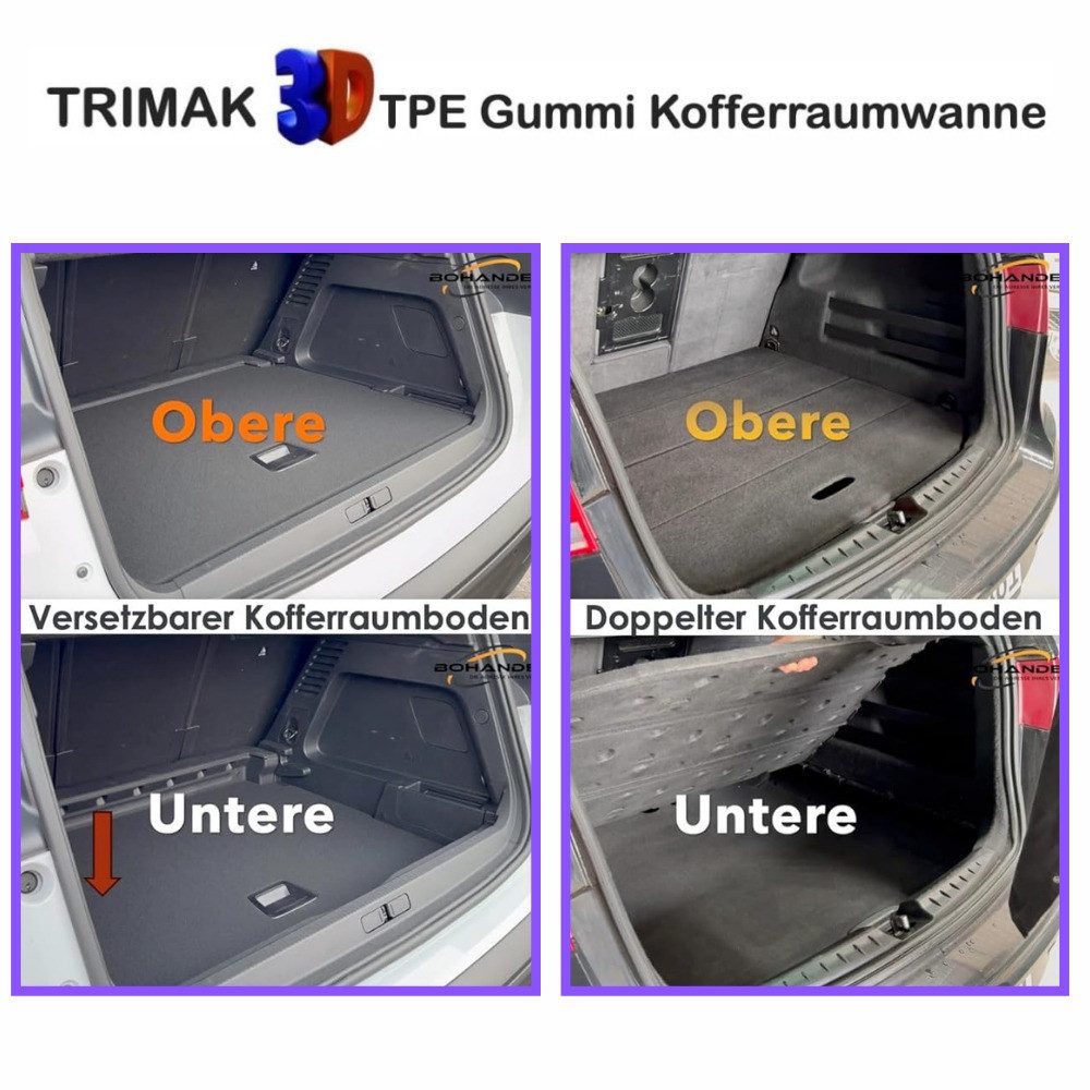 Trimak Passform-Fußmatten Oder Kofferraumwanne Oder Set Hundai i30, Hyundai i30 (PD) ab 2017 Schrägheck Gummimatten&Obere Kofferraummatte