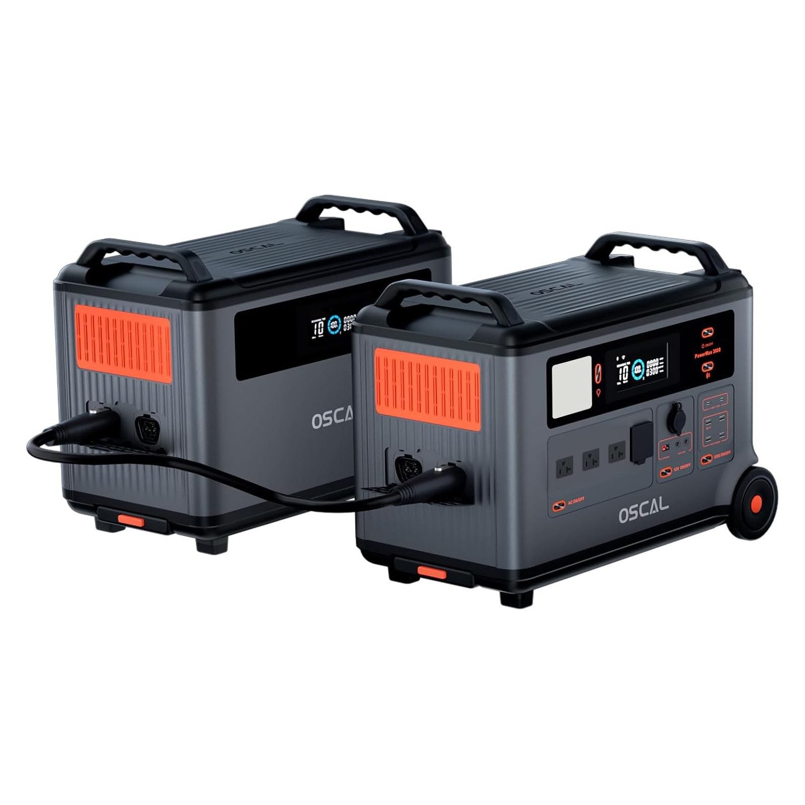 OSCAL Stromerzeuger Stromerzeuger PowerMax 6000 6000W/3600Wh Tragbare Powerstation, 3,60 in kW, 3600Wh, 14 Anschlüsse, DC/AC-Wechselrichter, LiFePO4 Solarspeicher