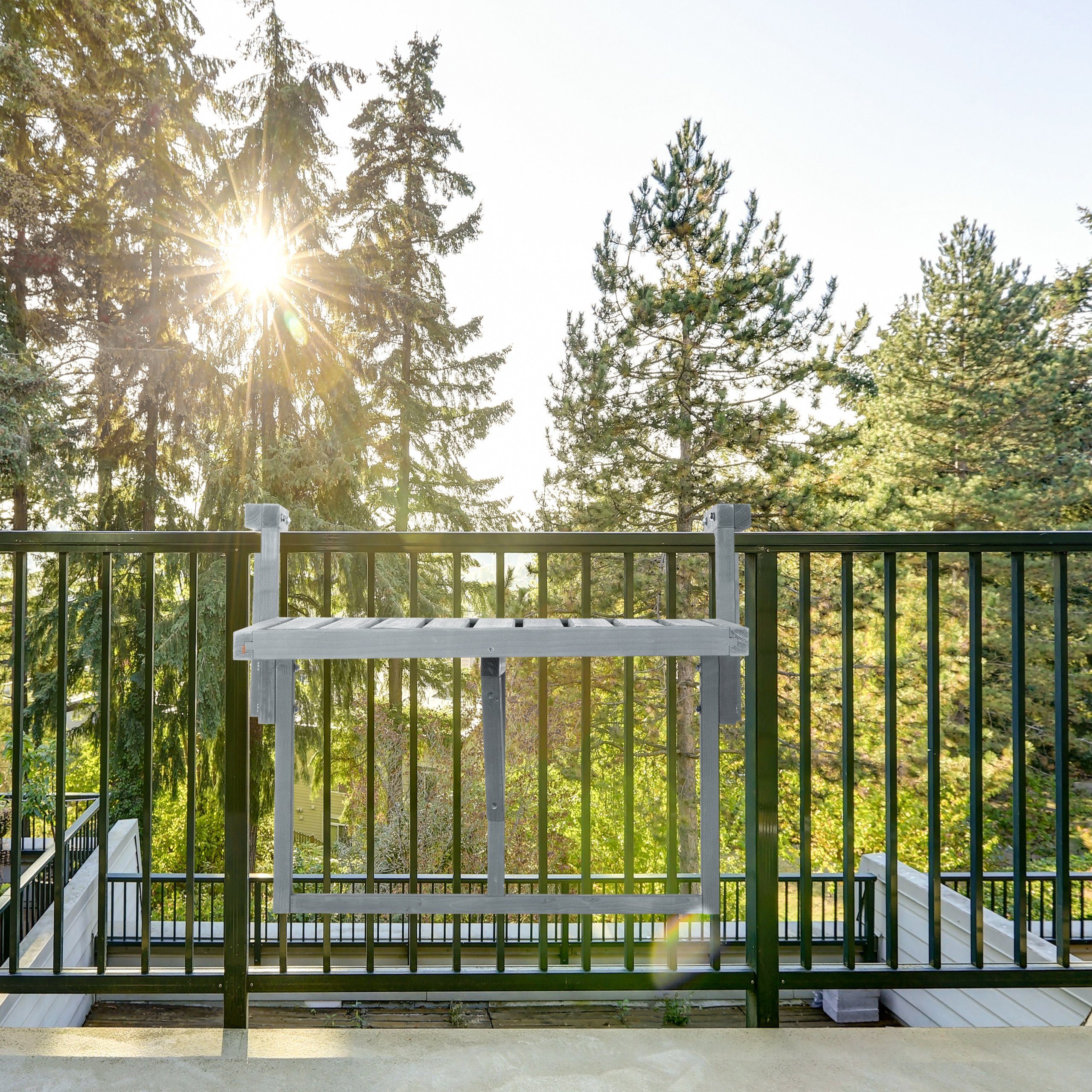 relaxdays Balkonhängetisch Balkon Hängetisch in Grau