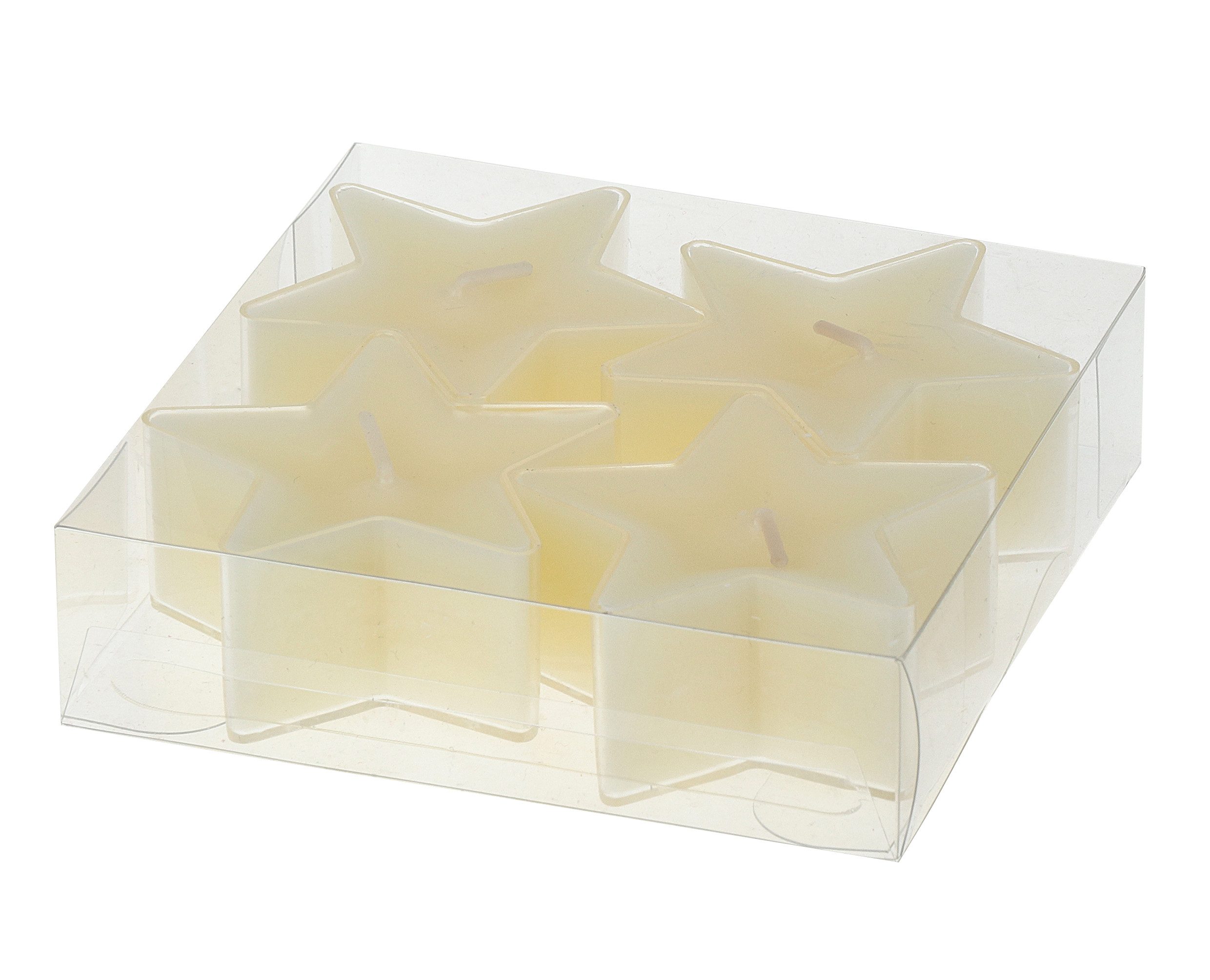 Steinhart Kerzen Teelicht Teelichter "Stern" Creme 4er-Pack, 5 Stunden günstig online kaufen