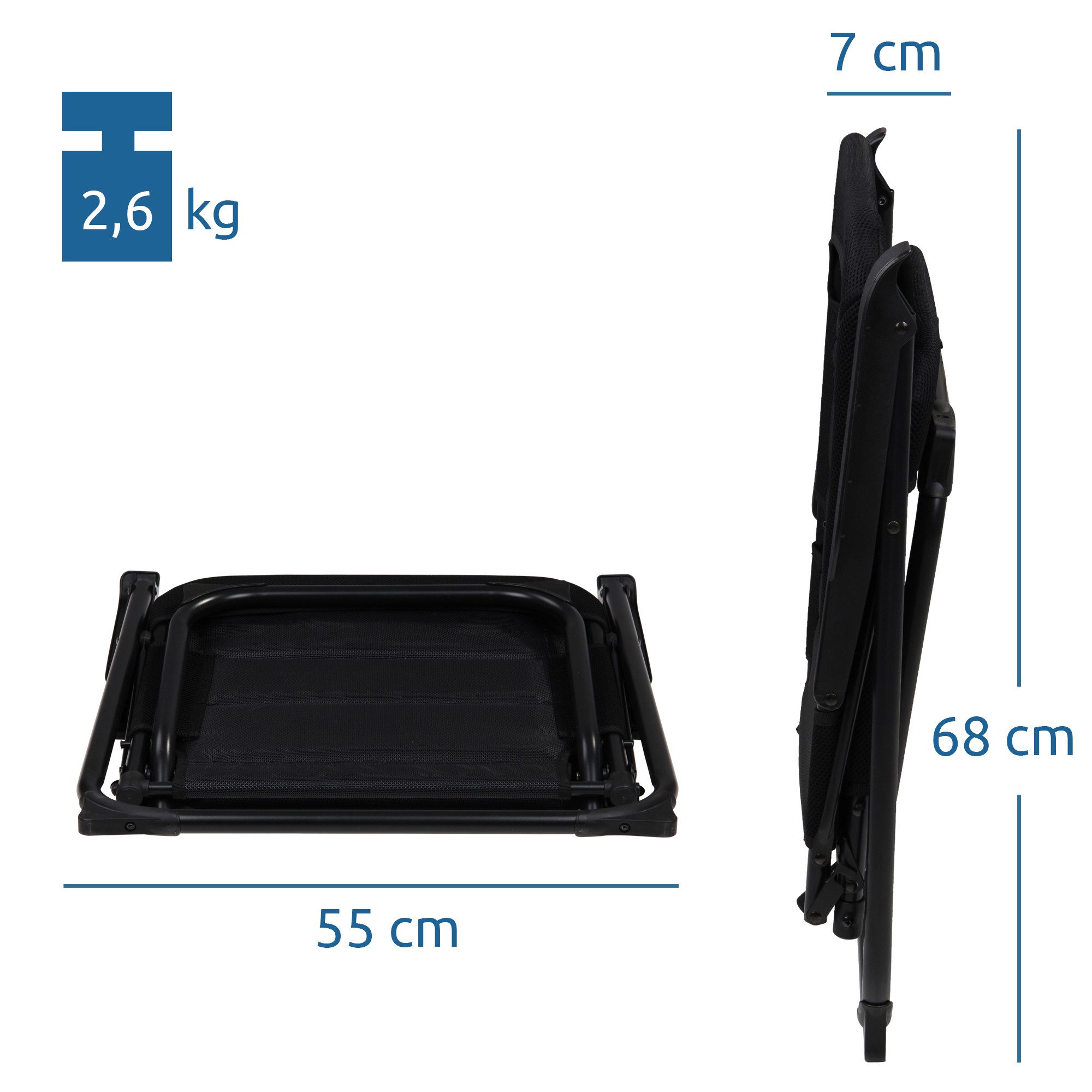 yourGEAR Klappstuhl Campingstuhl Lipari 3D Mesh gepolsterter Klappstuhl Stuhl Gartenstuhl – Bild 3 von 5