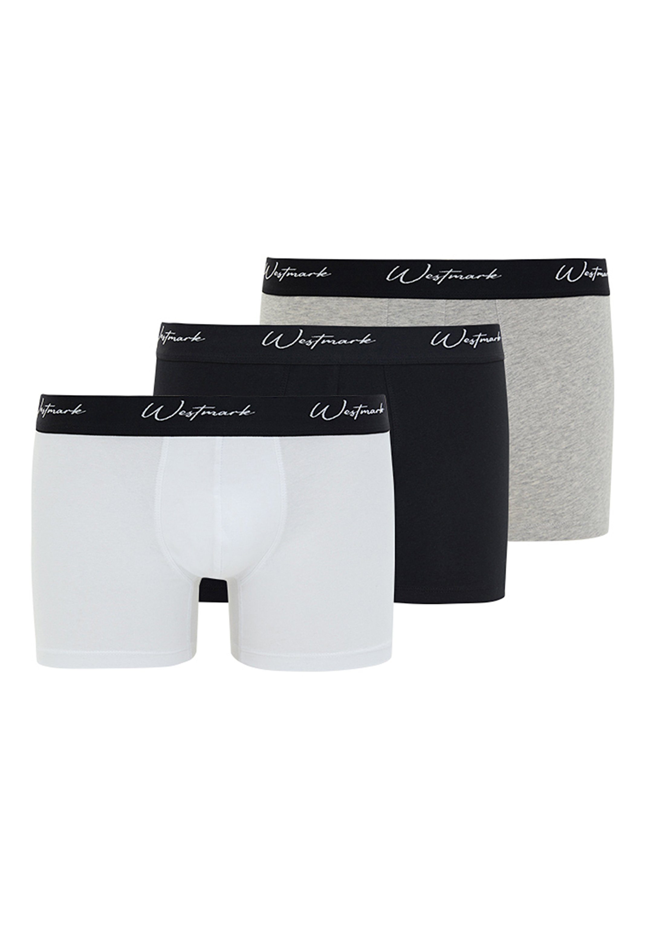 / Pant Eingriff Melange Pack Ohne Grey - 3er White Retro / - 3-St) / WESTMARK Boxer - LONDON Short Baumwolle (Spar-Set, Black Retro Lucas