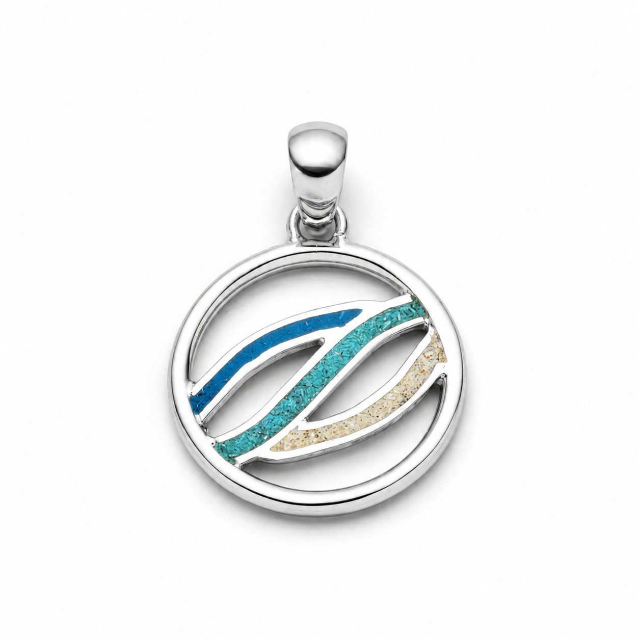 DUR Kettenanhänger Anhänger P4995 Ocean Stream 925 Silber Strandsand Kyanit Blau 20 mm