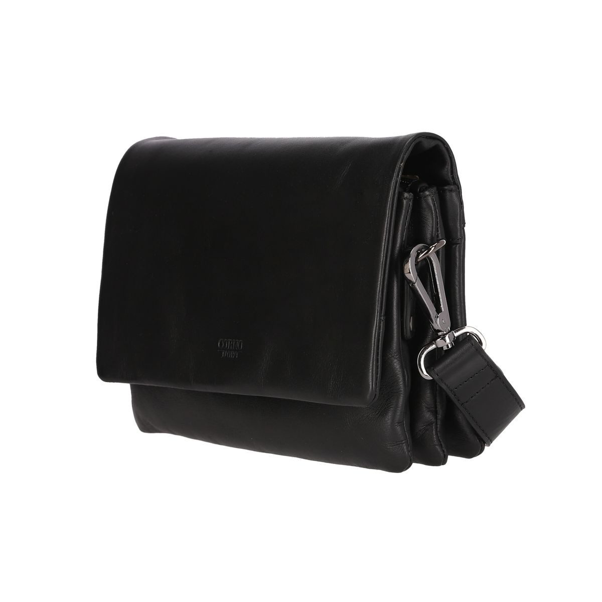 Corno d´Oro Schultertasche Damen Leder Handmade Kleine Umhängetasche Echt Leder schwarz, mit breitem verstellbarem Schultergurt;