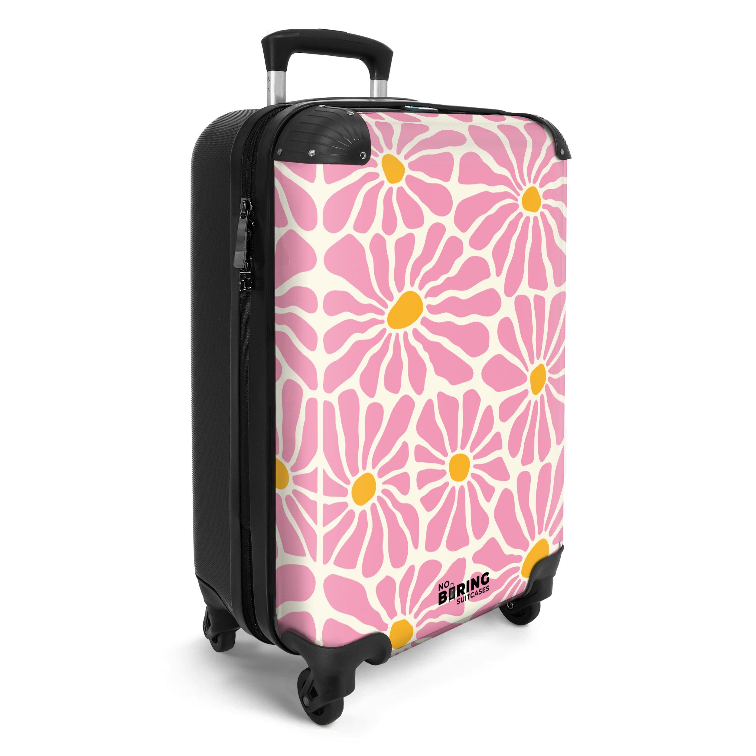 NoBoringSuitcases.com© Hartschalen-Trolley Beige mit rosa und günstig online kaufen