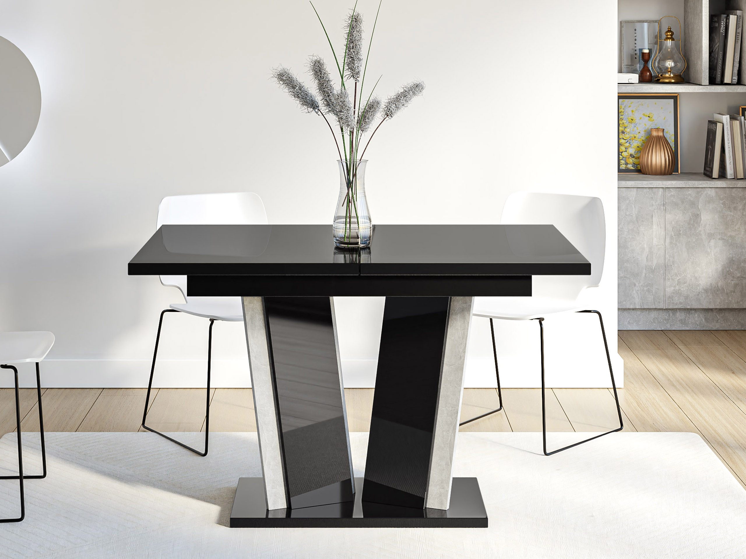 MIRJAN24 Esstisch Doha II (Ausziehbar - 1x Einlegeplatte), Rechteck, 120-160x80x75 cm