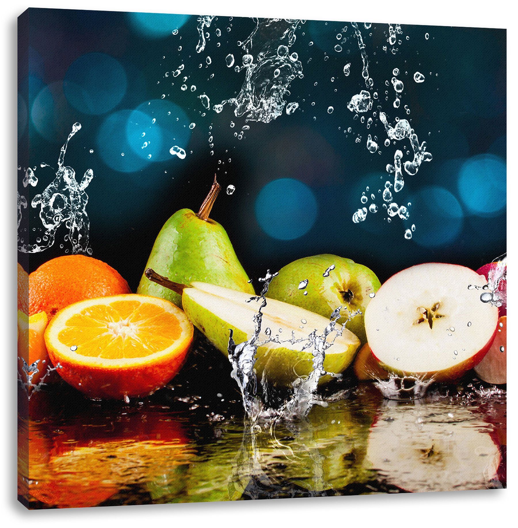Pixxprint Leinwandbild Früchte im Wasser, Früchte im Wasser (1 St), Leinwandbild fertig bespannt, inkl. Zackenaufhänger