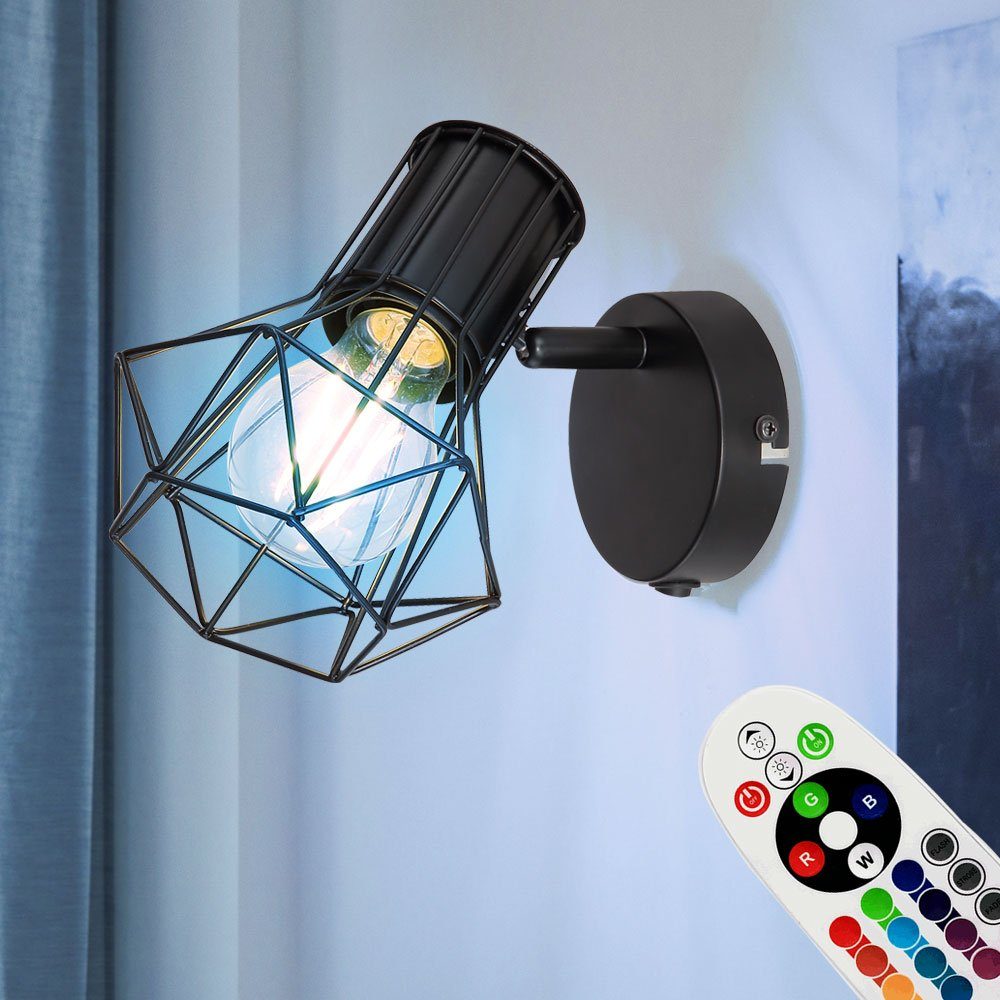 Leuchte inklusive, Leuchtmittel Farbwechsel, Spot Wohn im verstellbar Zimmer Wandleuchte, Set etc-shop Lampe Warmweiß, LED Wand Spot DIMMBAR