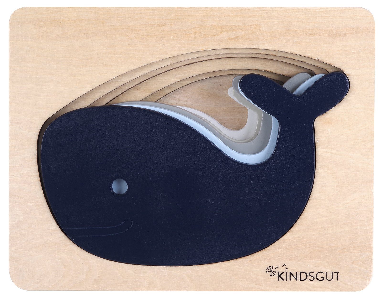 KINDSGUT Puzzle, 5 Puzzleteile, Tier-Puzzle, Holz-Puzzle, Baby, Lern-Spiel, Wal, Kinder-Puzzle
