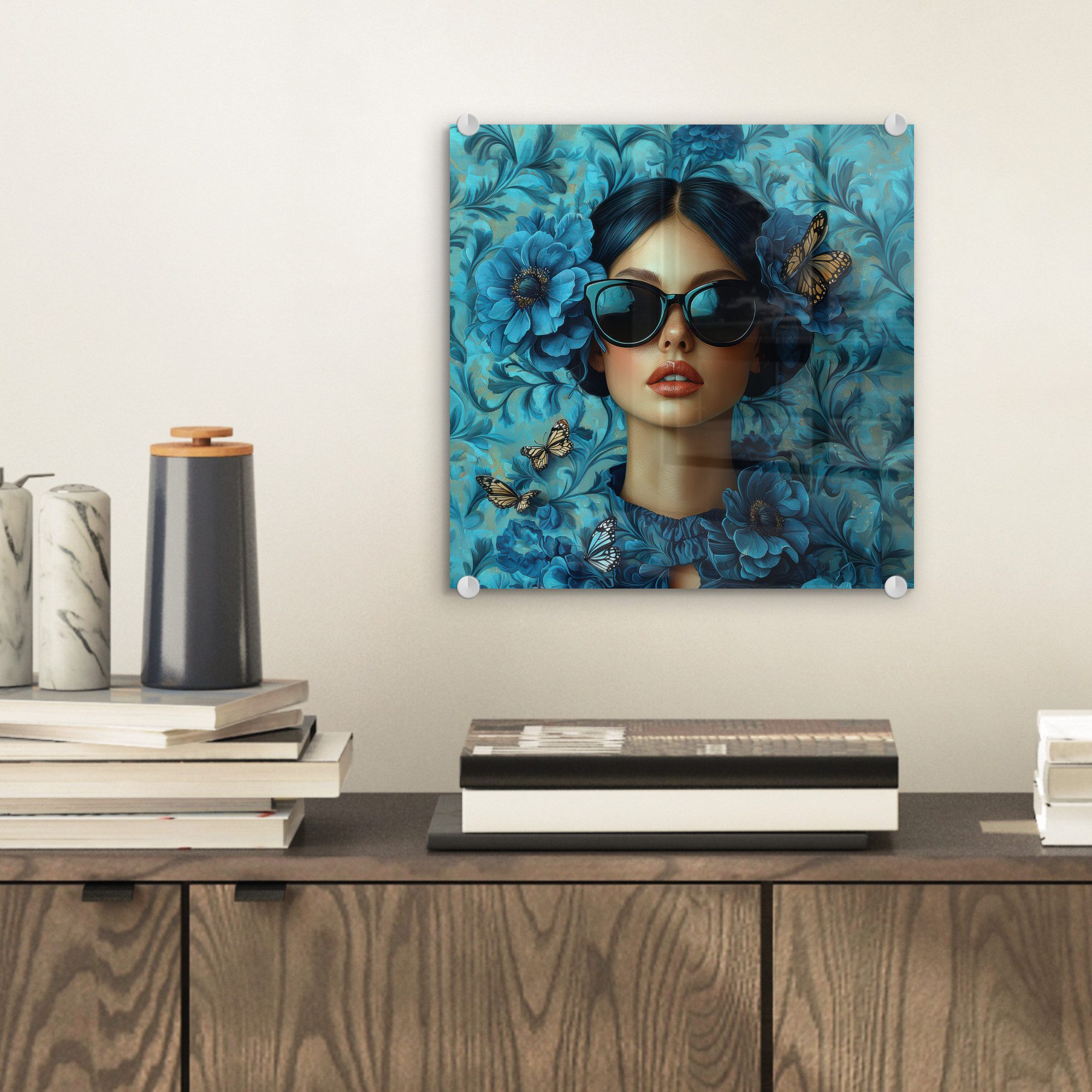 MuchoWow Acrylglasbild Frau - Blumen - günstig online kaufen