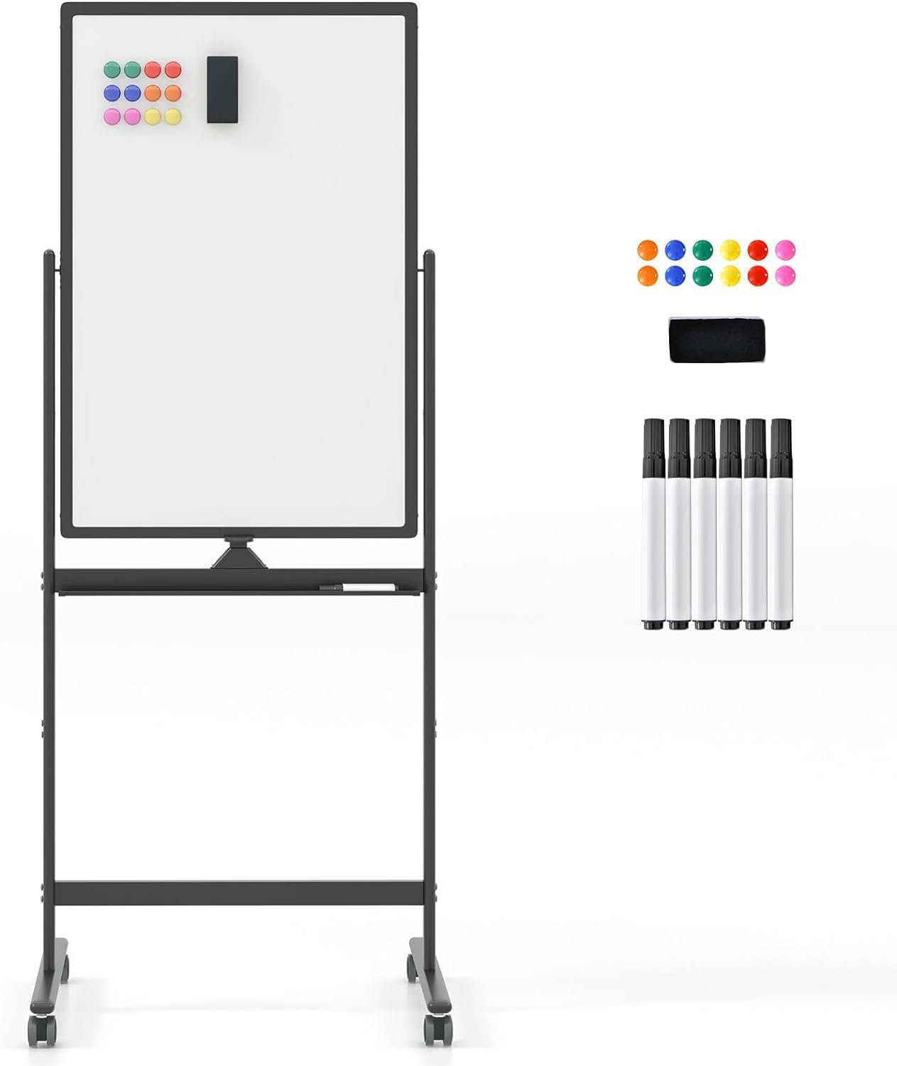 KOMFOTTEU Magnettafel Whiteboard, mit Ständer & Zubehör Set, 60 x 90cm