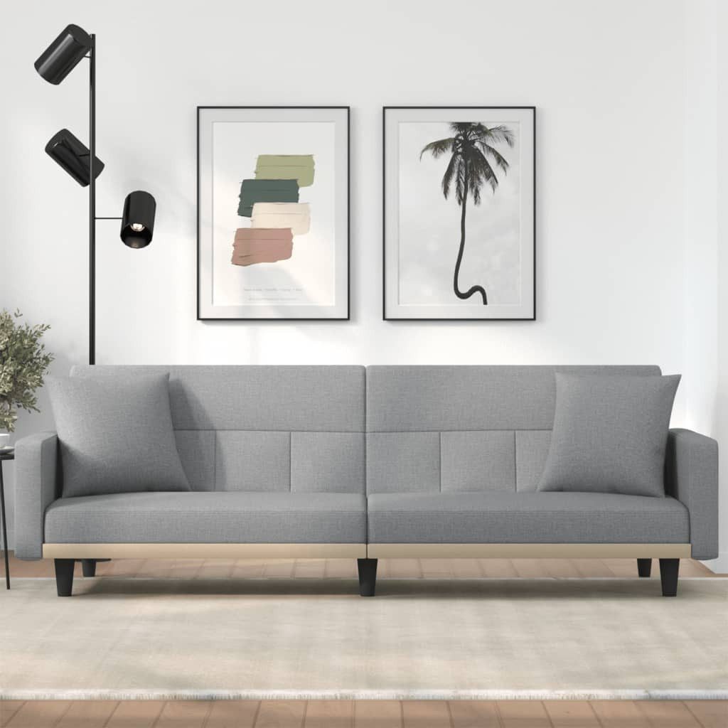 vidaXL Sofa Schlafsofa mit Kissen Hellgrau Stoff Schlafcouch Schlaffunktion günstig online kaufen