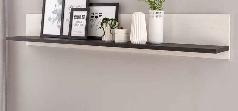 Furn.Design Wandboard Stove, Wandregal in Pinie weiß und anthrazit, Breite 160 cm