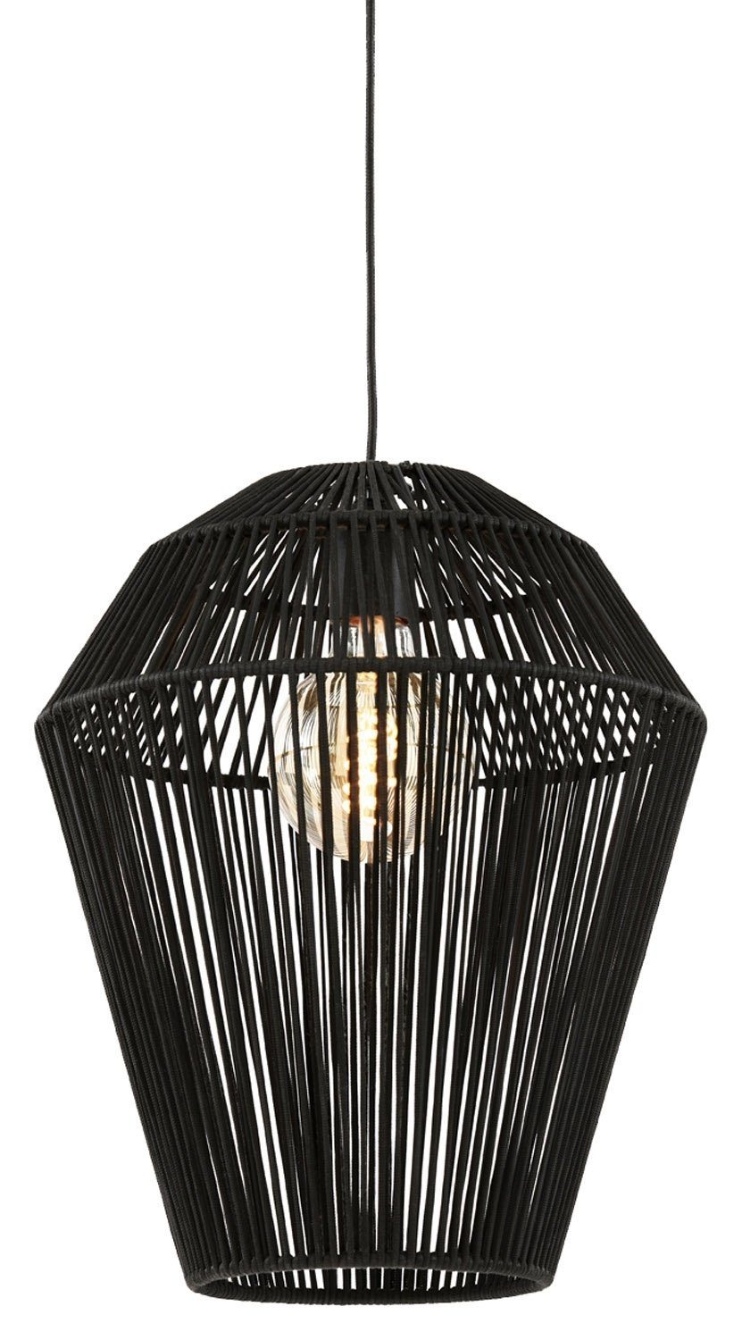 Light & Living Pendelleuchte DEYA, 1-flammig, Schwarz, Metall, Stoffschirm, Hängeleuchte, Hängelampe