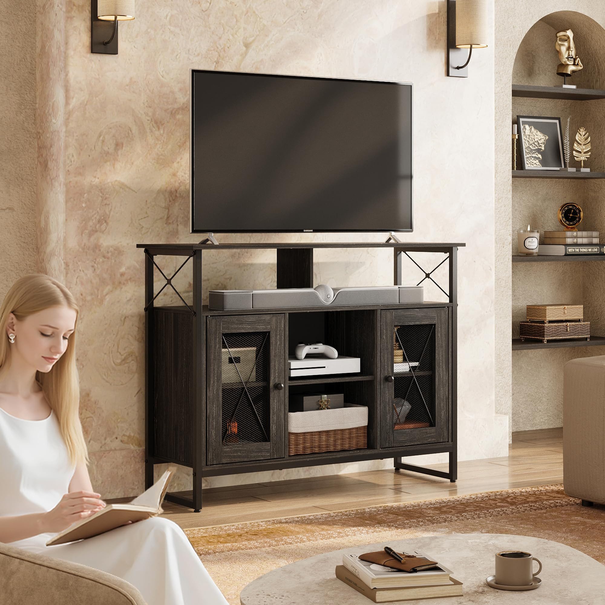 WLIVE Lowboard TV Schrank mit Stauraum, TV Board für Fernseher bis zu 55 Zo günstig online kaufen