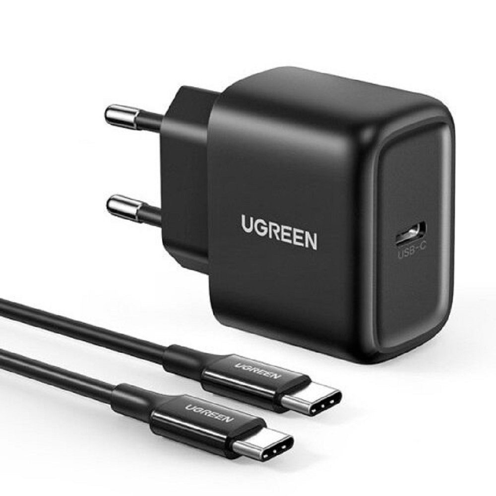 UGREEN USB Reiseladegerät Typ C 25W Power Delivery + USB Kabel Typ C 2M  Smartphone-Ladegerät