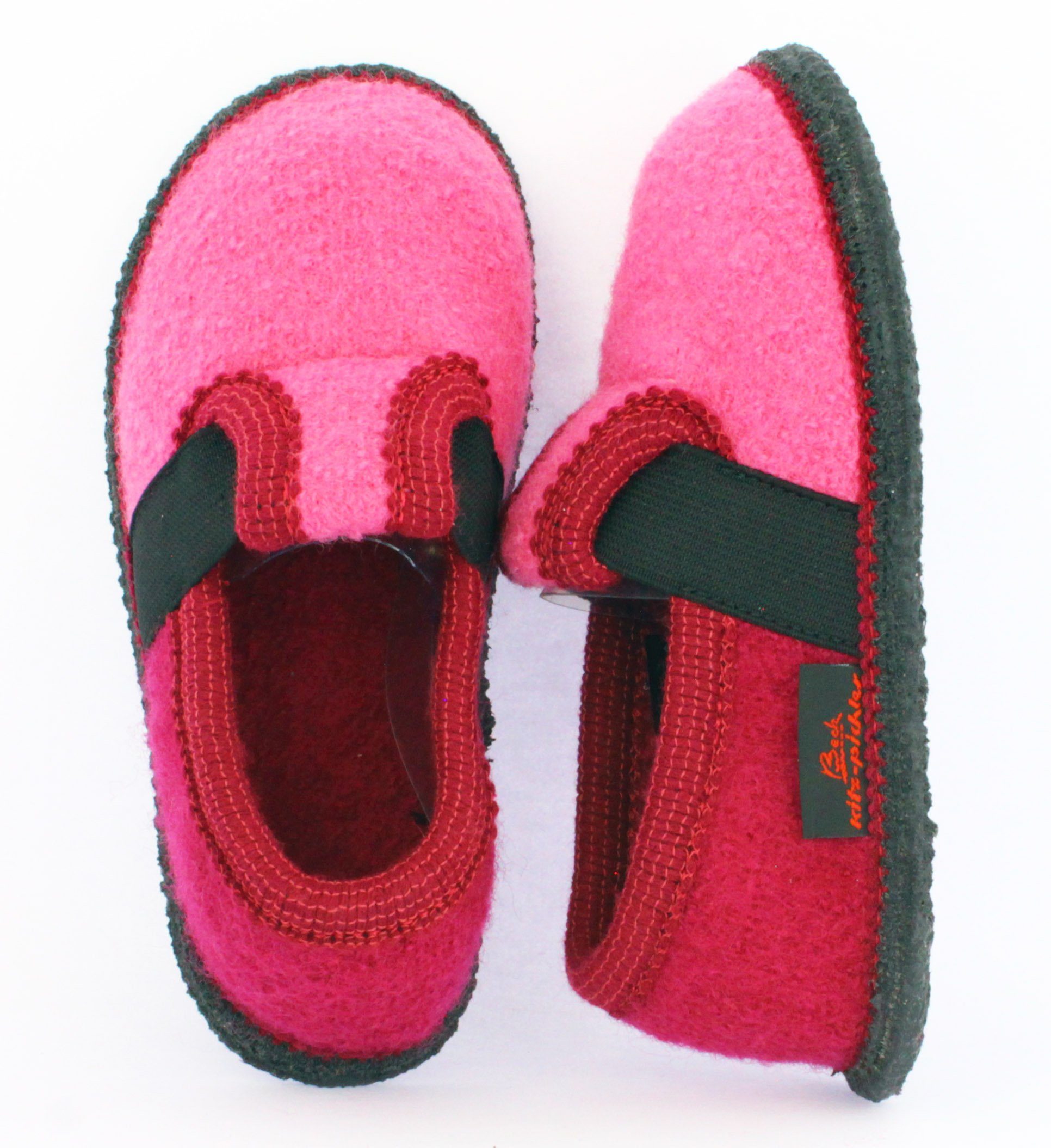 Beck Hüttenschuh Bobby Hüttenschuhe (aus Österreich, reine Schurwolle, warme Füße für Kita, Schule und Zuhause) rutschfeste Sohle